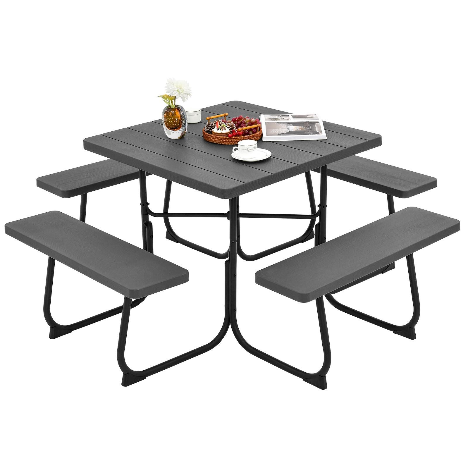 KOMFOTTEU Gartentisch Sitzgruppe Gartenmöbel Set, Picknicktisch Set, für 8 Personen