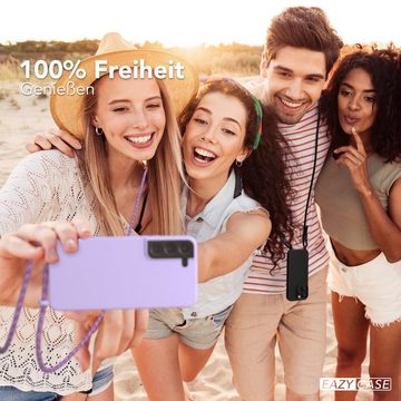 EAZY CASE Handykette Runde Silikon Kette für Samsung Galaxy S22 5G 6,1 Zoll, Handy Band Schutzhülle Back Cover Full Color Matt Crossbag Violett Mix