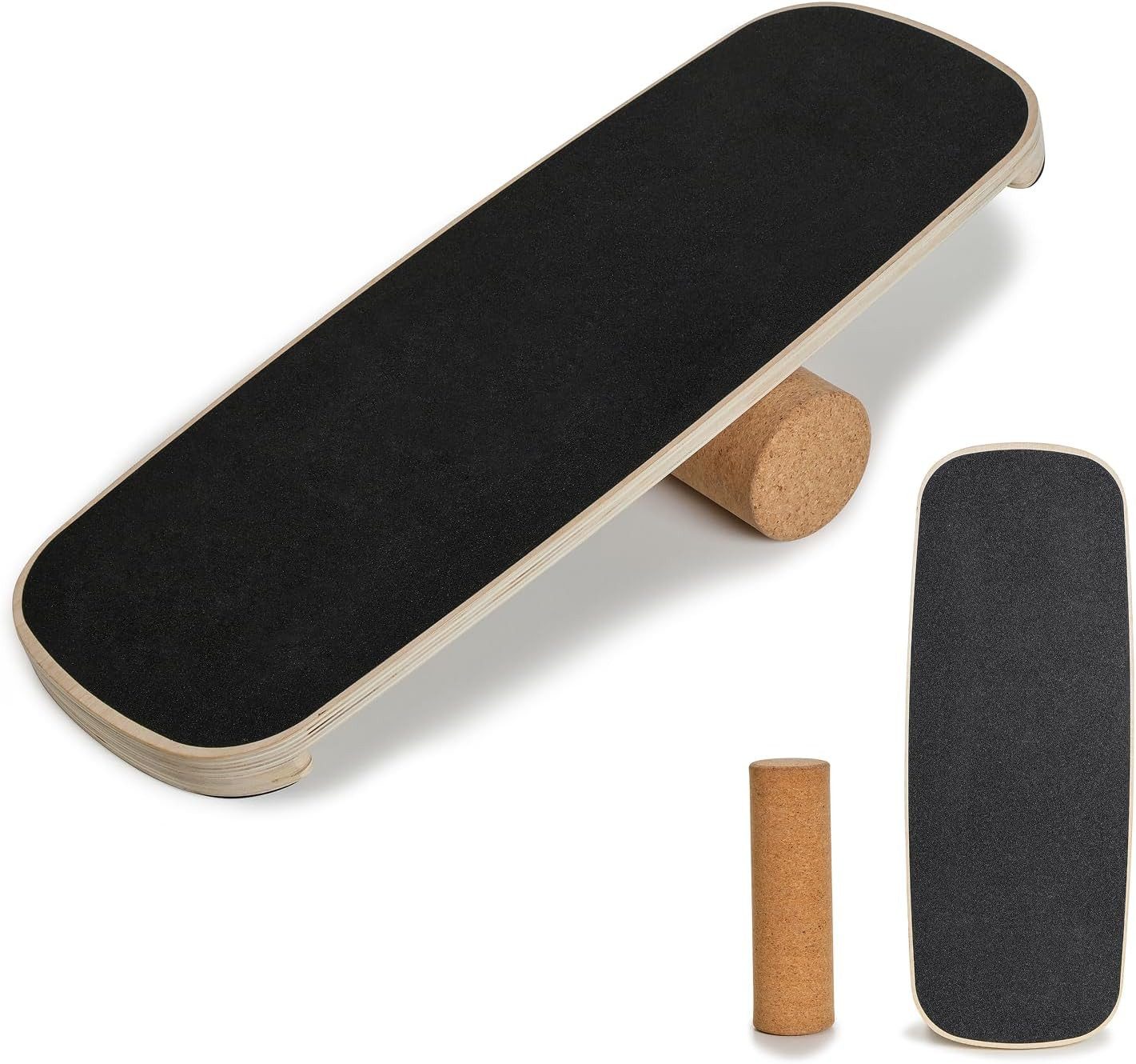 HOKO Balanceboard aus Birkenholz mit Korkrolle