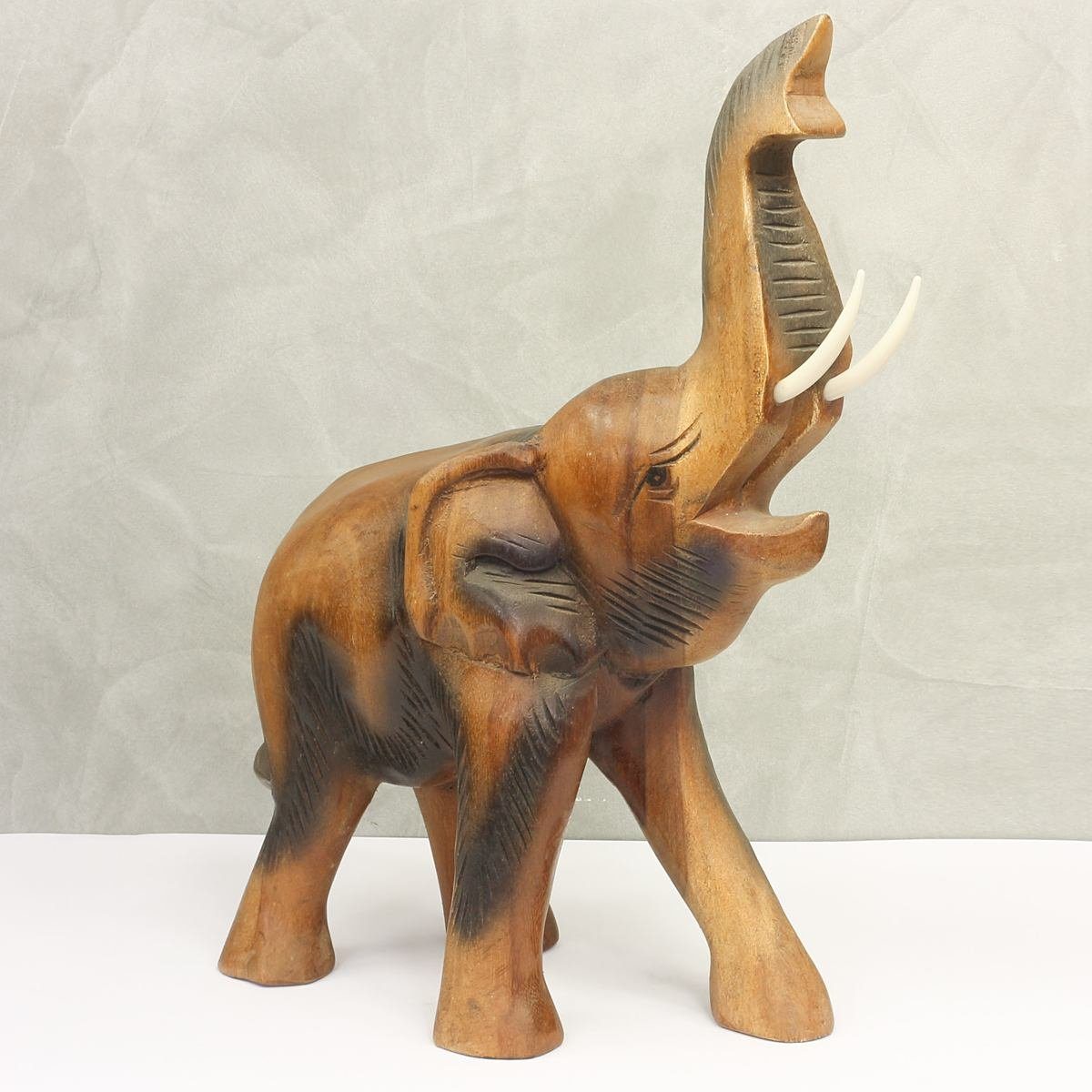 Dekofigur Oriental Herstellung traditionelle Galerie (1 im mit Elefantenfigur Elefant St), Ursprungsland Rüssel hoch Handarbeit in