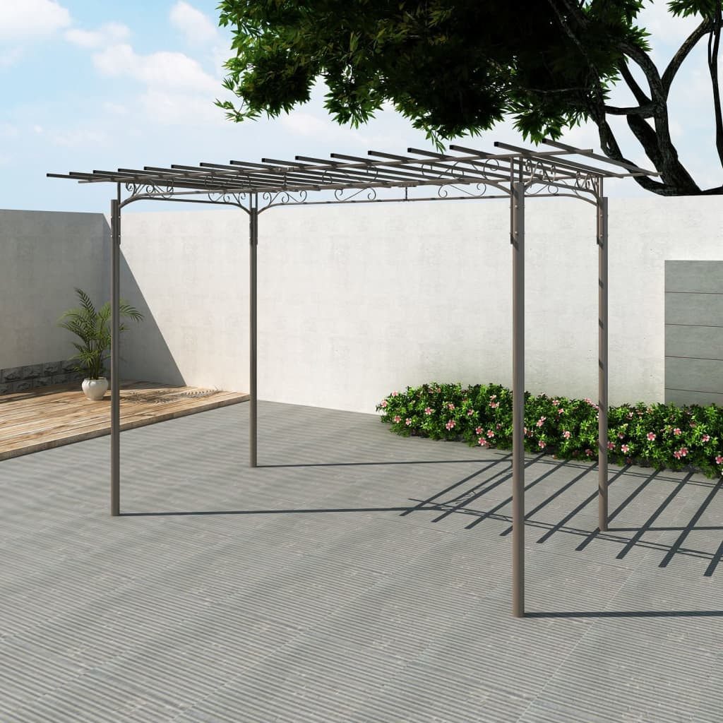 furnicato Rosenbogen Gartenlaube Stahl 190x320 cm Anthrazit, Wetterfester Pavillon als Rankhilfe für Rosen und Kletterpflanzen