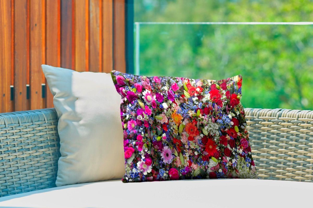 Dekokissenbezug, MuchoWow Polyester, Dekokissen Farben, mit leuchtenden Kissenhülle Ein Design Outdoor-Dekorationskissen, florales