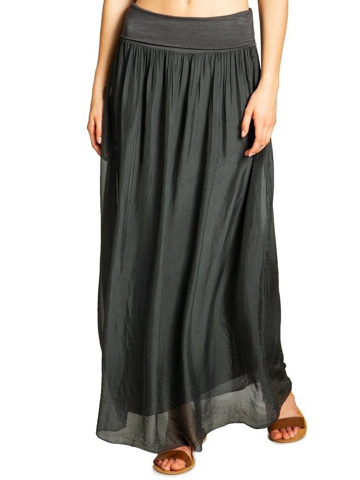 Caspar Faltenrock RO025 eleganter leichter Damen Sommer Rock mit Seidenanteil mit figurfreundlichem Stretch Bund - Made in Italy