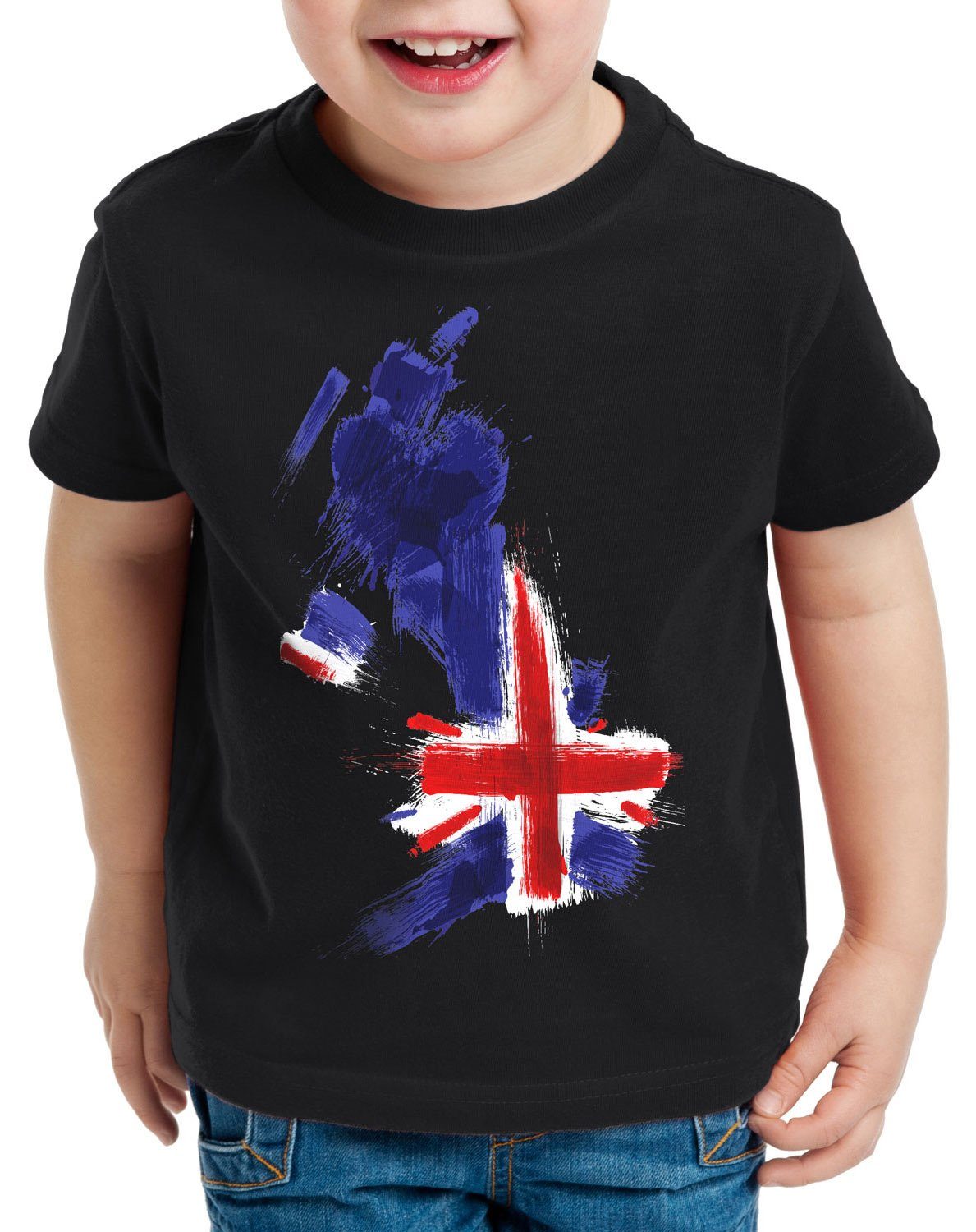style3 Print-Shirt Kinder T-Shirt Flagge England Fußball Sport Great Britain WM EM Fahne