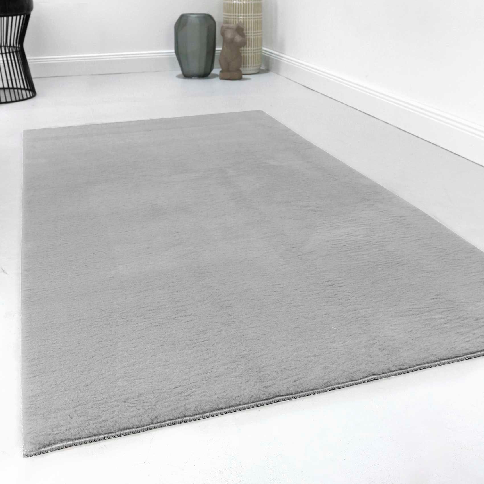 Homie Living Teppich Villa Rosso, rechteckig, Höhe: 15 mm, Kurzflor, Uni Farben, leicht glänzende Optik
