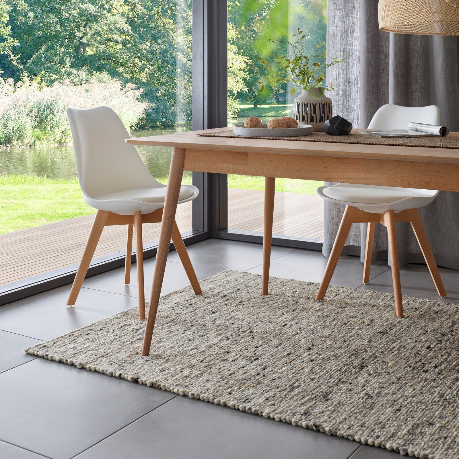 TaCa Home Wollteppich Handweb Woll-Teppich, rechteckig, Höhe: 10 mm, Grau M günstig online kaufen