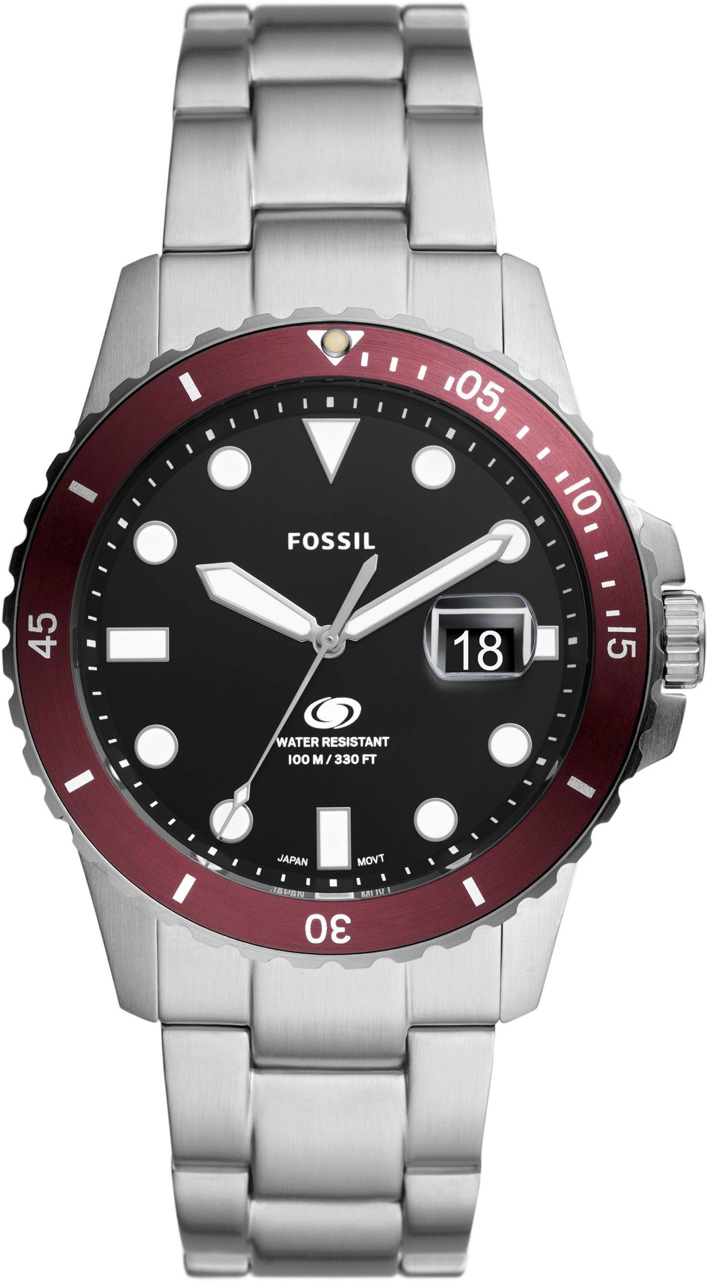 Fossil Quarzuhr FOSSIL BLUE DIVE, FS6013, Armbanduhr, Herrenuhr, Datum, analog