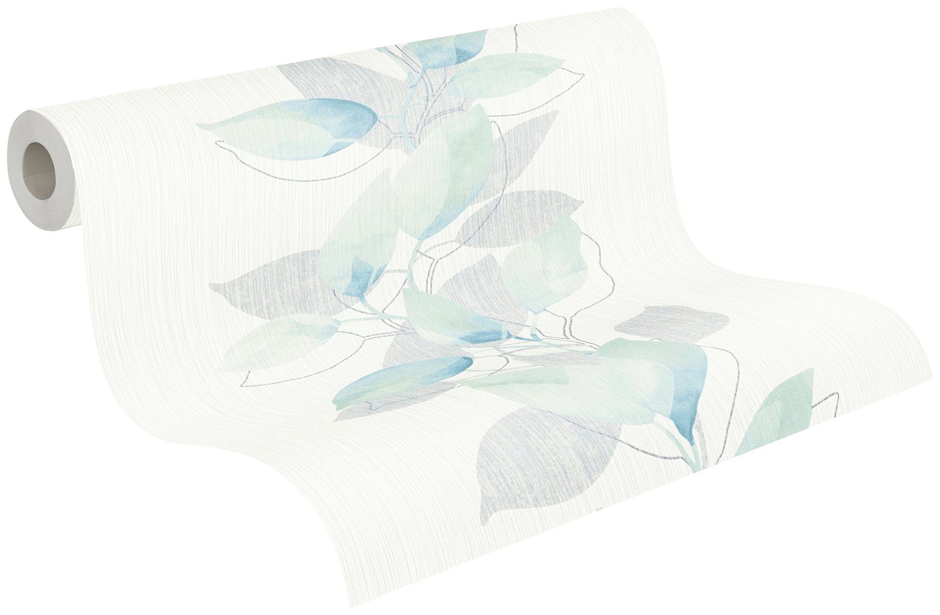 Blumen botanisch, floral, Création Vliestapete grün/blau/weiß A.S. Attractive, Tapete
