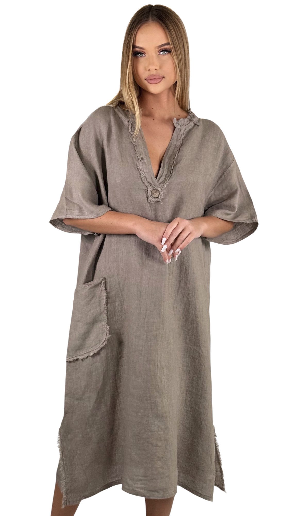 Mississhop Sommerkleid Dame Kleid Sommerkleid 100% Leinen M.3093 günstig online kaufen