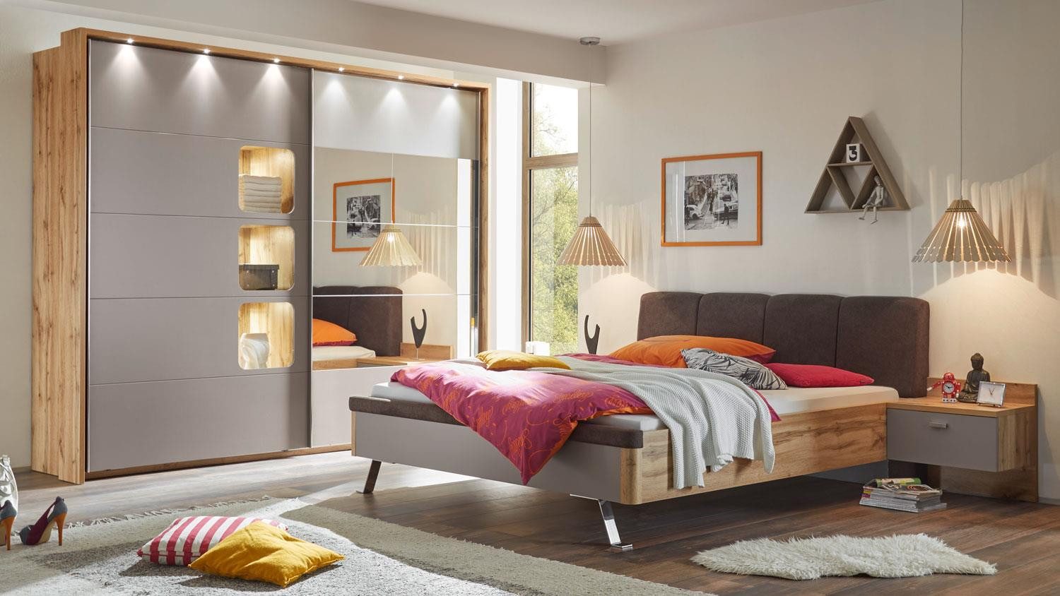 Möbel Akut Bettanlage Bettanlage MONACO 180x200 cm basaltgrau und Wildeiche – Bild 4 von 4