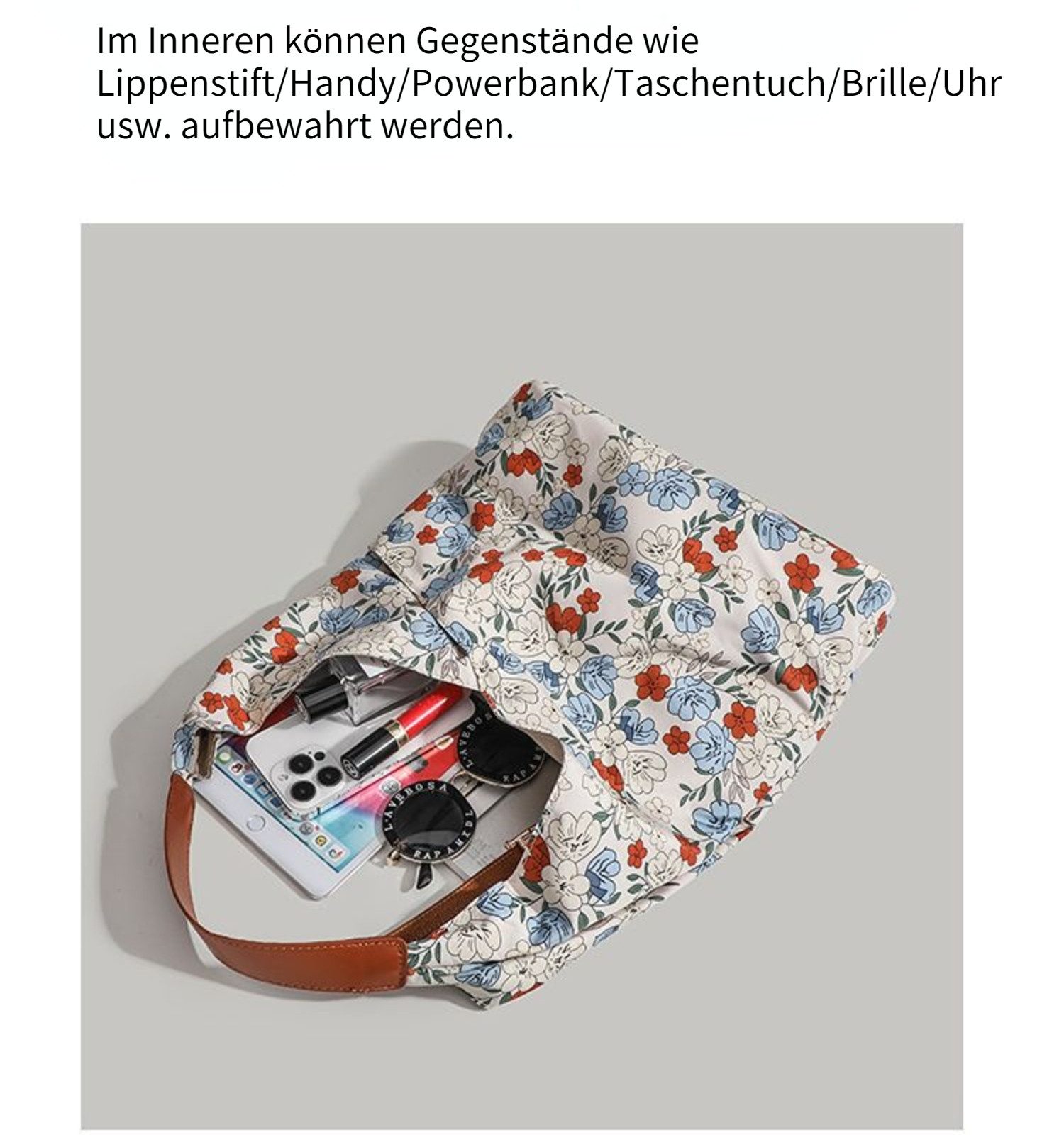 Blusmart Schultertasche Blumen-Canvas-Umhängetasche (Unterarmtasche/Große Tragetasche, Für verschiedene Anlässe geeignet), Das perfekte Geschenk für Frauen