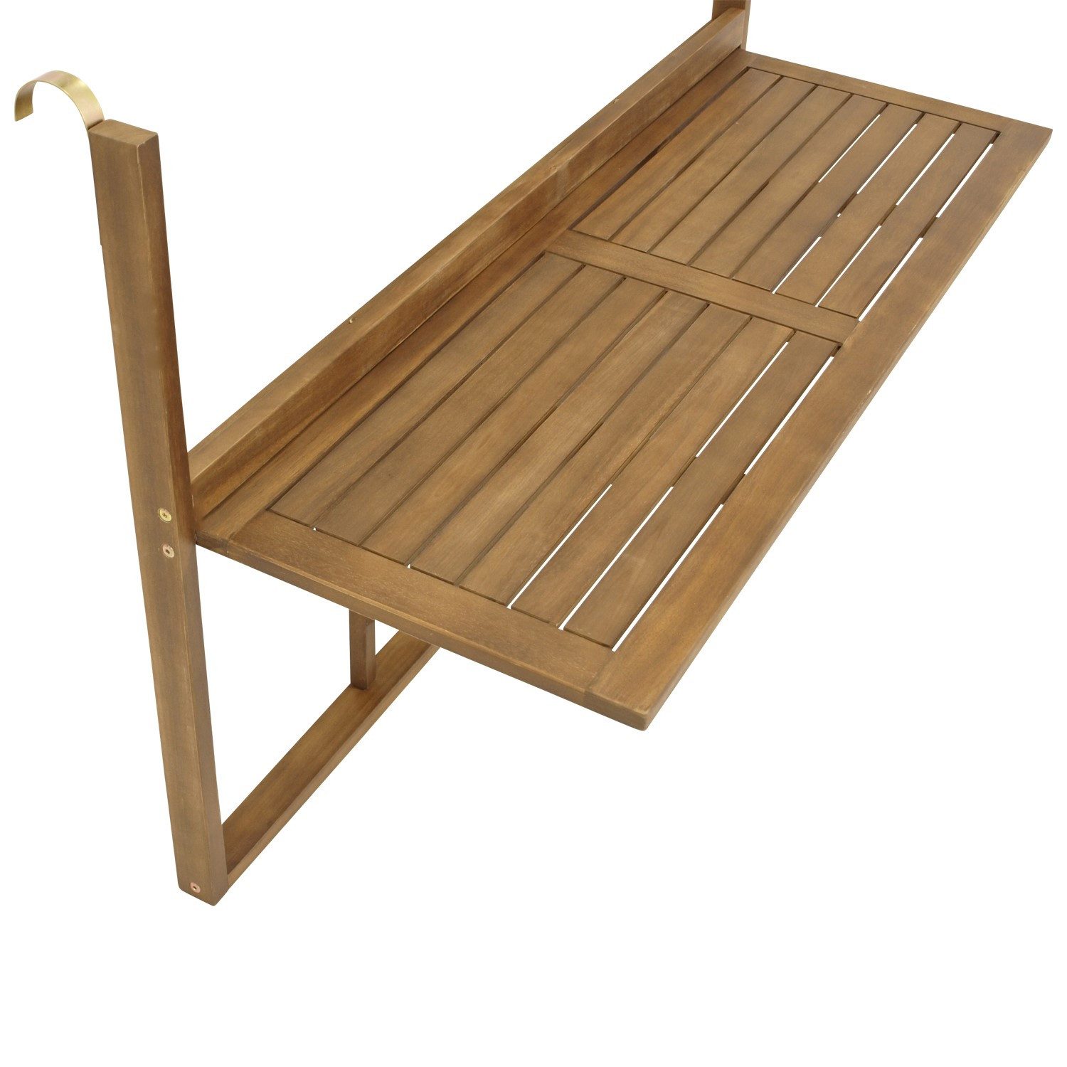 DEGAMO Balkonhängetisch große Ausführung (1-St), Maße 120x40cm, Akazienholz geölt, klappbar