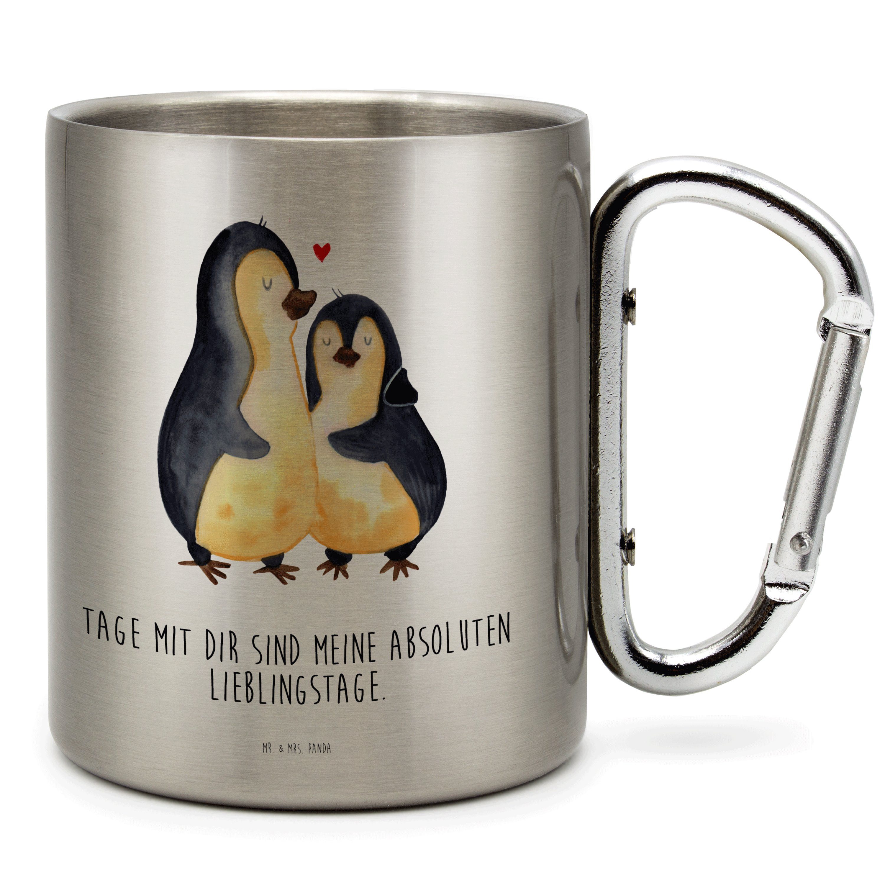 Edelstahl - & Transparent Mr. - Tasse Panda Mrs. Liebe, Pinguin Becher, umarmend Geschenk, verknallt,