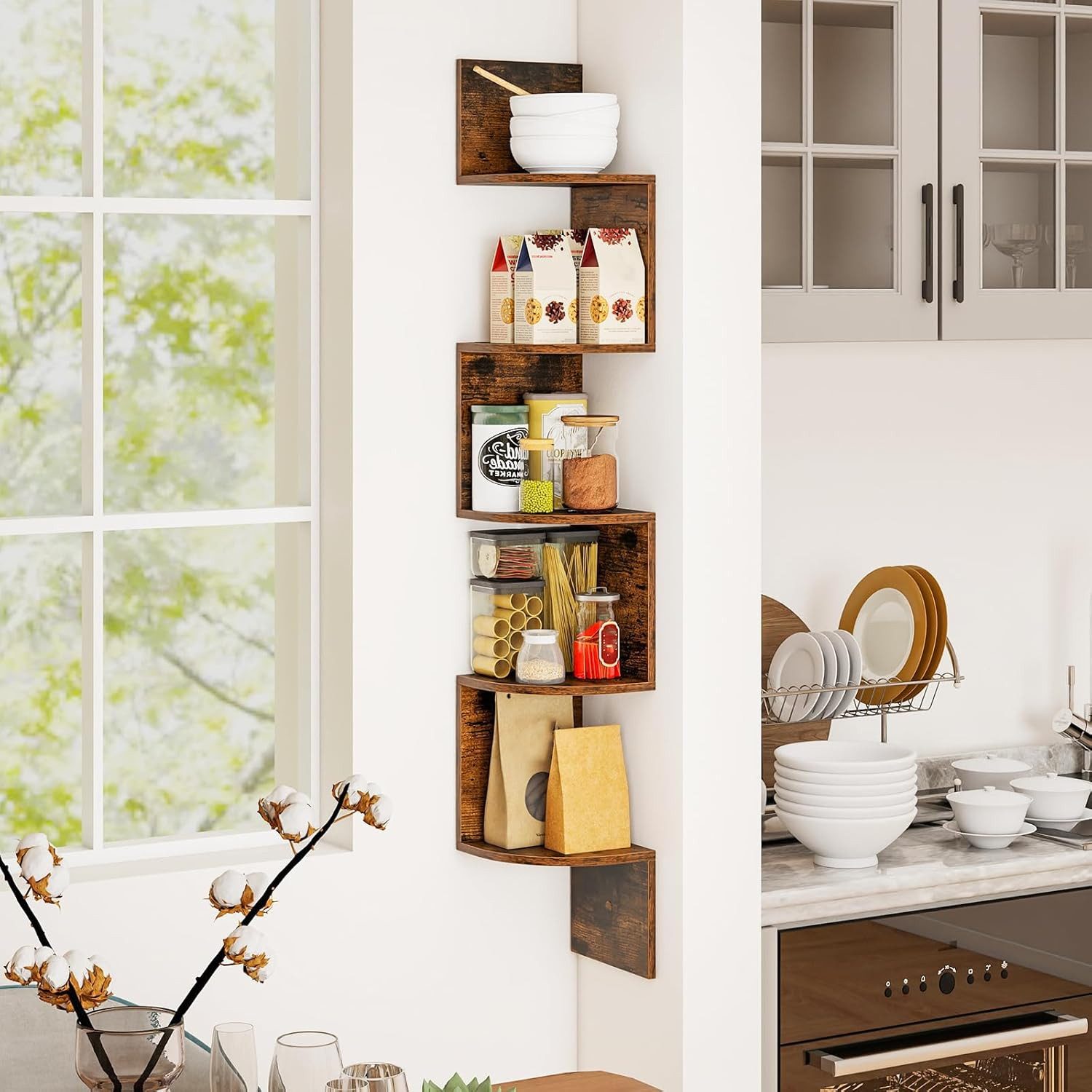 BlingBin Eckregal 5 Ebenen, Schweberegal, Regal Wandmontage, Zickzack-Form, 1er set 1-tlg., Vielseitiger Stauraum,  Einfache Montage, Modernes Zickzack-Design