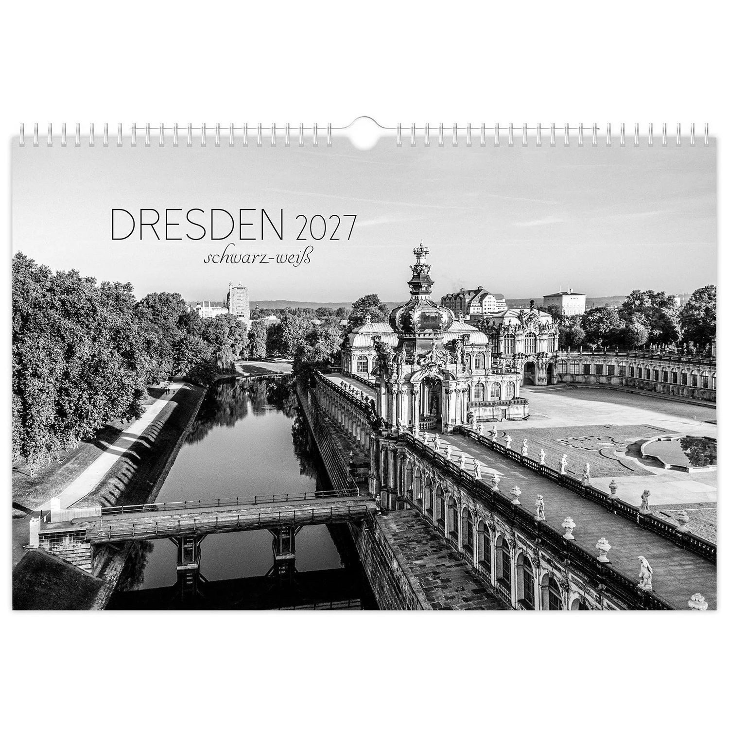 Schubert Wandkalender Kalender Dresden schwarz / weiß 2027