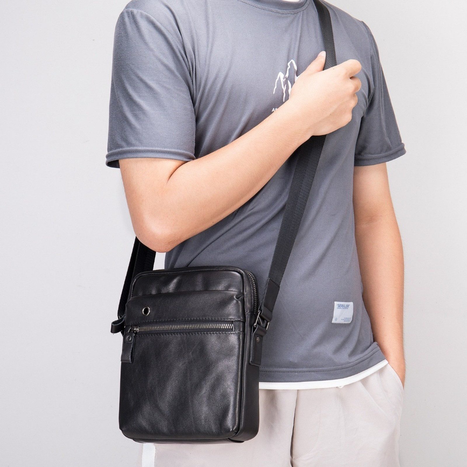 YUBRO-STUDIO Schultertasche Herren Leder Umhängetasche Crossbody günstig online kaufen