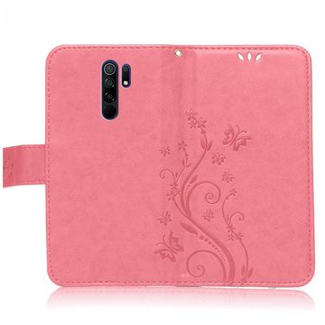 Numerva Handyhülle Bookstyle Flower für Xiaomi Redmi 9 / 9 Prime, Handy Tasche Schutzhülle Klapphülle Flip Cover mit Blumenmuster