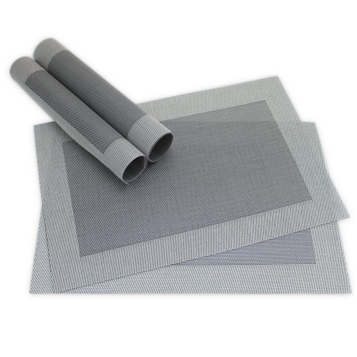 matches21 HOME & HOBBY Platzset Столовые наборы BORDA 4er Set Schwarz-silber als Tischuntersetzer, (4-St), Abwaschbare Platzsets als Tischunterlagen für Ess-Tisch Tisch-Deko