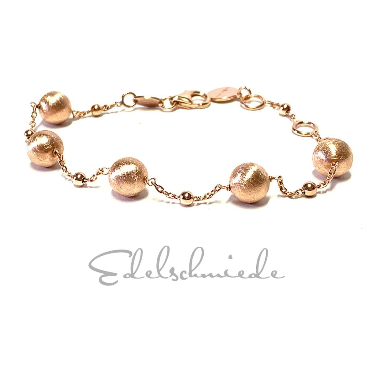 Silberarmband Kugelarmband in 925/- Sterling Silber vergoldet rosé matt 18 u 20 cm
