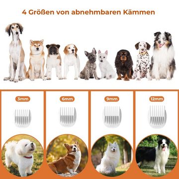 Katio Kadio Hundeschermaschine Hundeschermaschine mit Staubsauger, mit 8 Tierpflegewerkzeugen