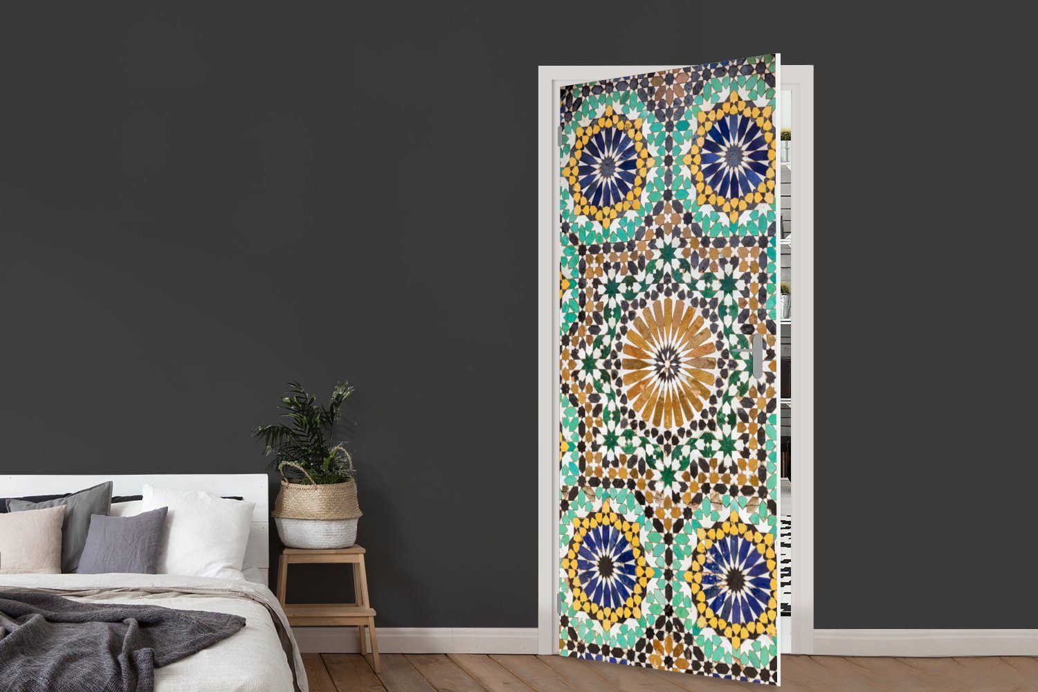 MuchoWow Türtapete Eine (1 Matt, cm Fototapete Türaufkleber, für marokkanischen Nahaufnahme St), 75x205 bedruckt, Mosaiks, eines Tür