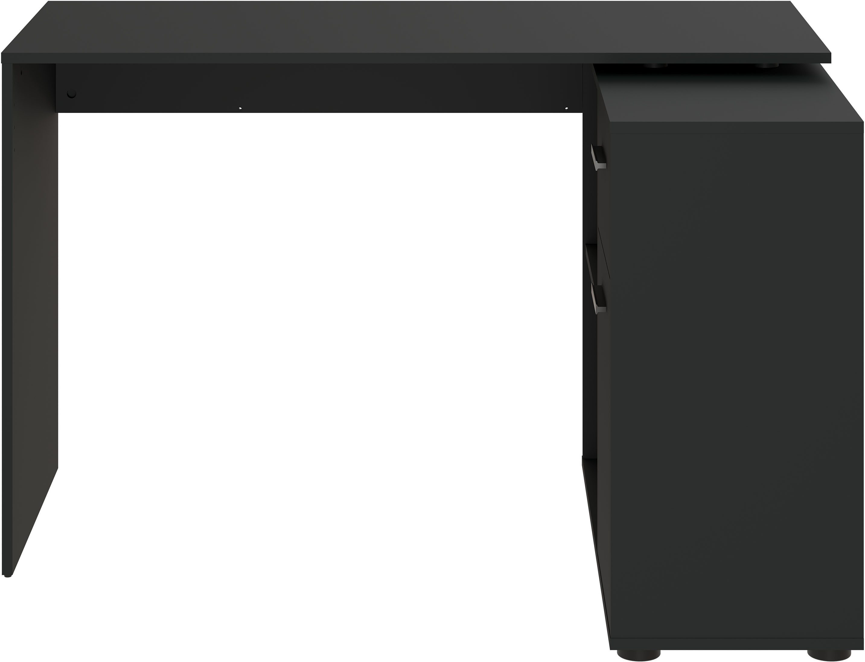 FMD Eckschreibtisch AUGSBURG, Schreibtisch/ Sideboard m. Stauraum, beids. montierb., 117 oder 148 cm