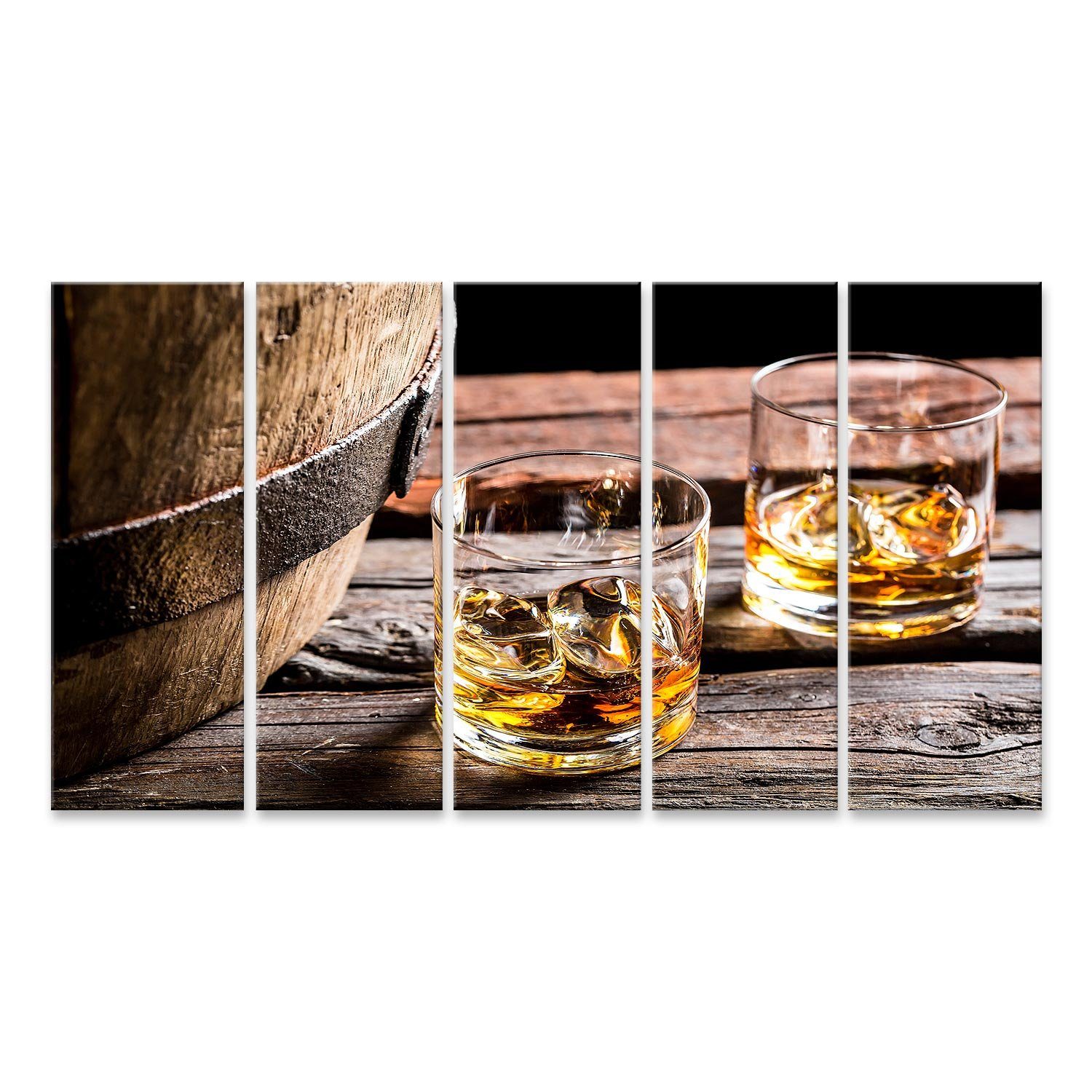 Leinwandbild Bild auf Leinwand Glas Whisky Im Alten Keller Wandbild Leinwandbild W