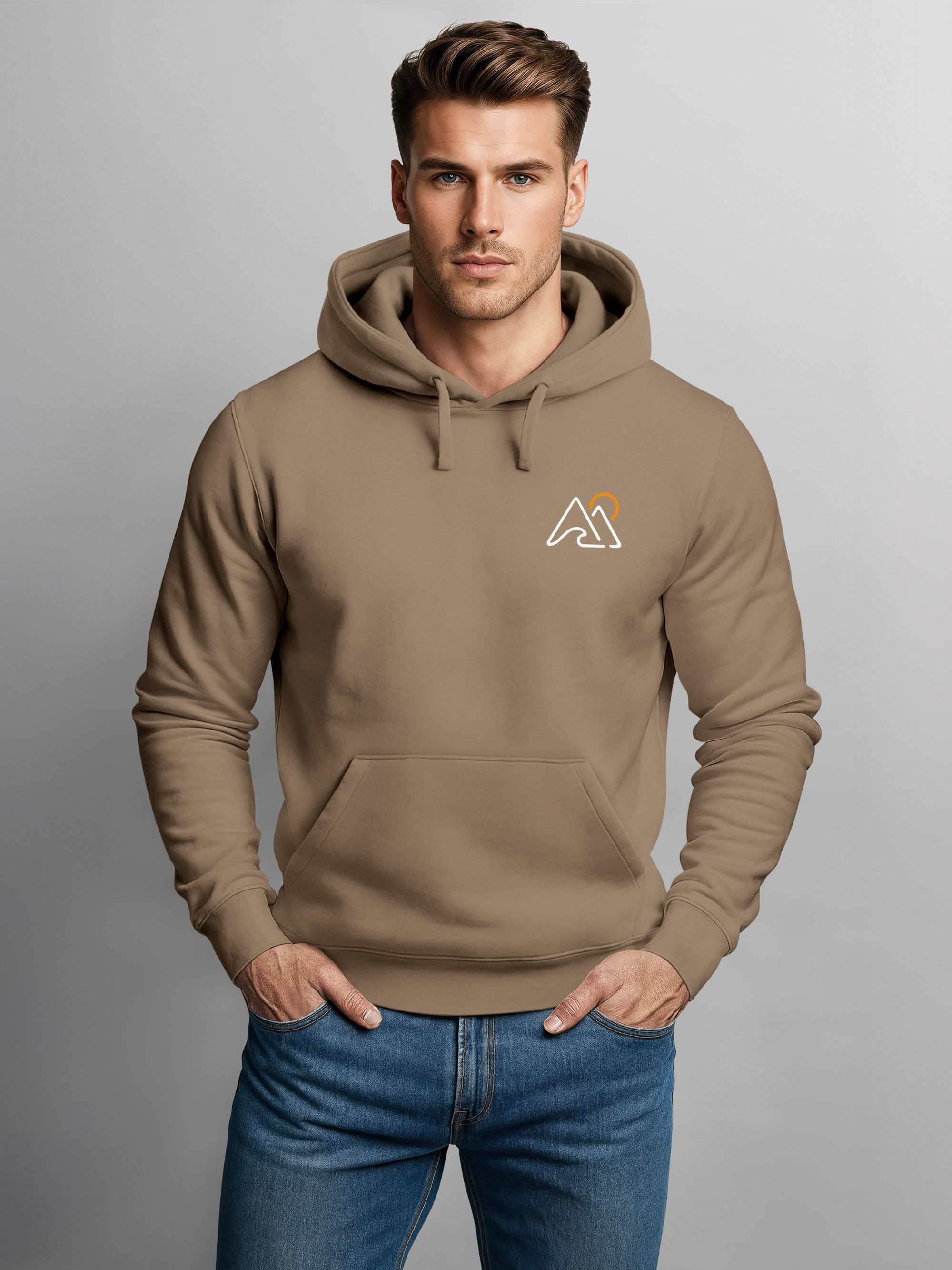 Neverless Hoodie Herren Hoodie Mountain Logo Kapuzensweatshirt mit kleinem Brustlogo – Bild 2 von 5