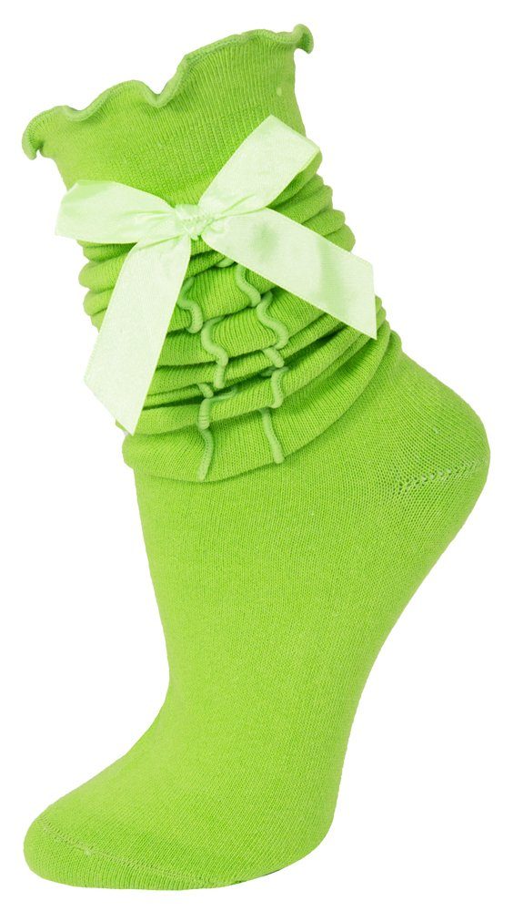 P.S. Schuhmacher Kniestrümpfe Trachten Kniestrümpfe mit Schleife für Damen, Hel