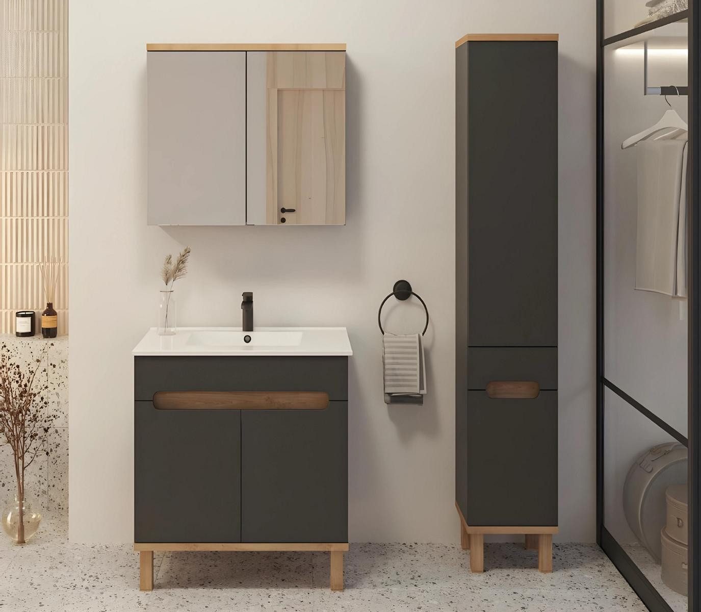 Thumbnail - JVmoebel Waschtisch Badezimmer Komplett Set 2tlg Waschbecken mit Waschbeckenschrank (2tlg Badezimmer Set (Waschbeckensch...