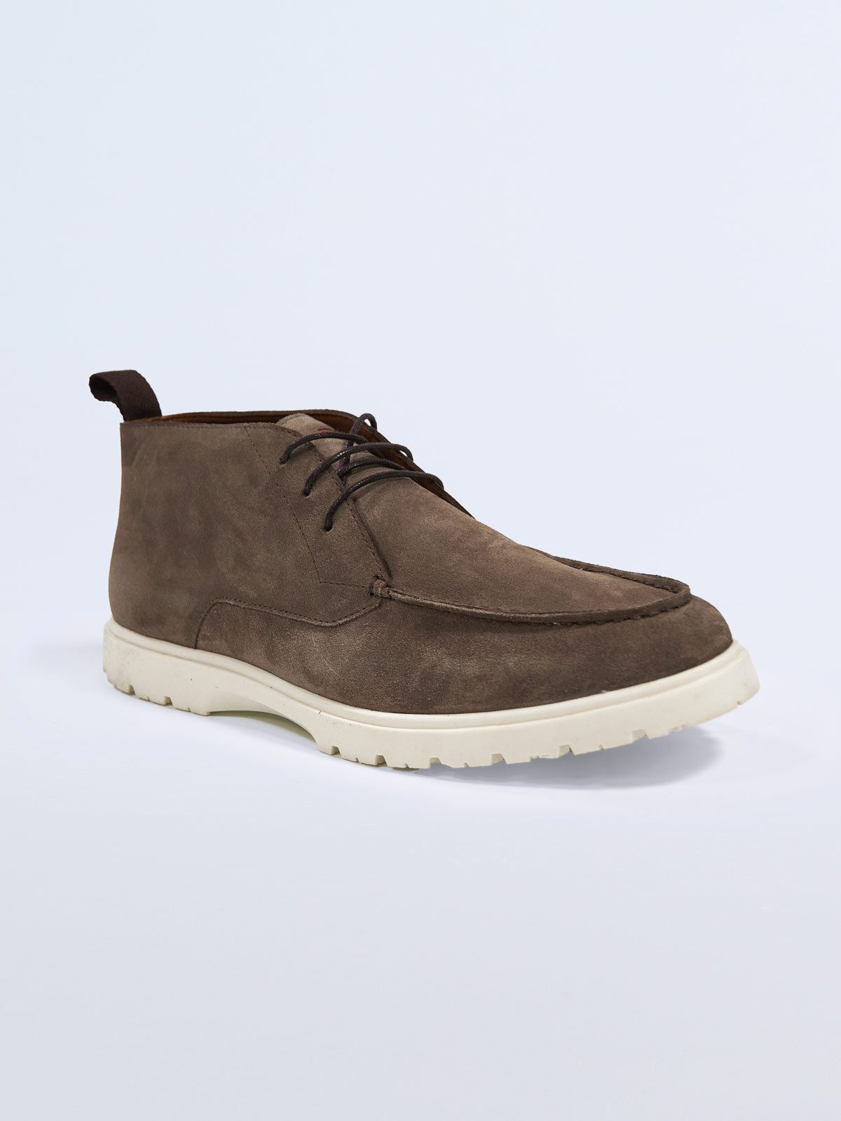 emilio adani Herren Boots aus Verlours-Leder, Braunbeige Schnürboots