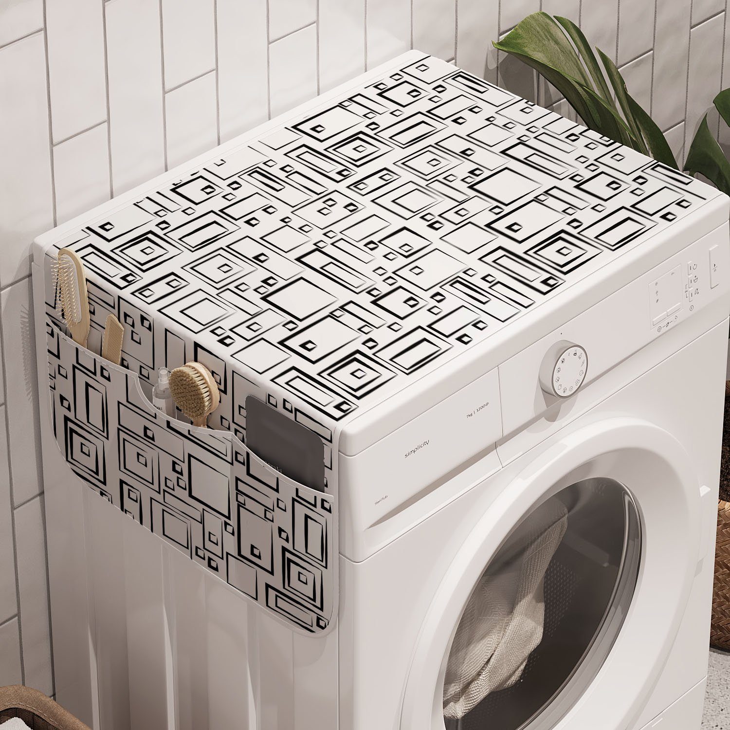 Abakuhaus Badorganizer Abstrakt Trockner, moderne für Waschmaschine und geometrische Anti-Rutsch-Stoffabdeckung