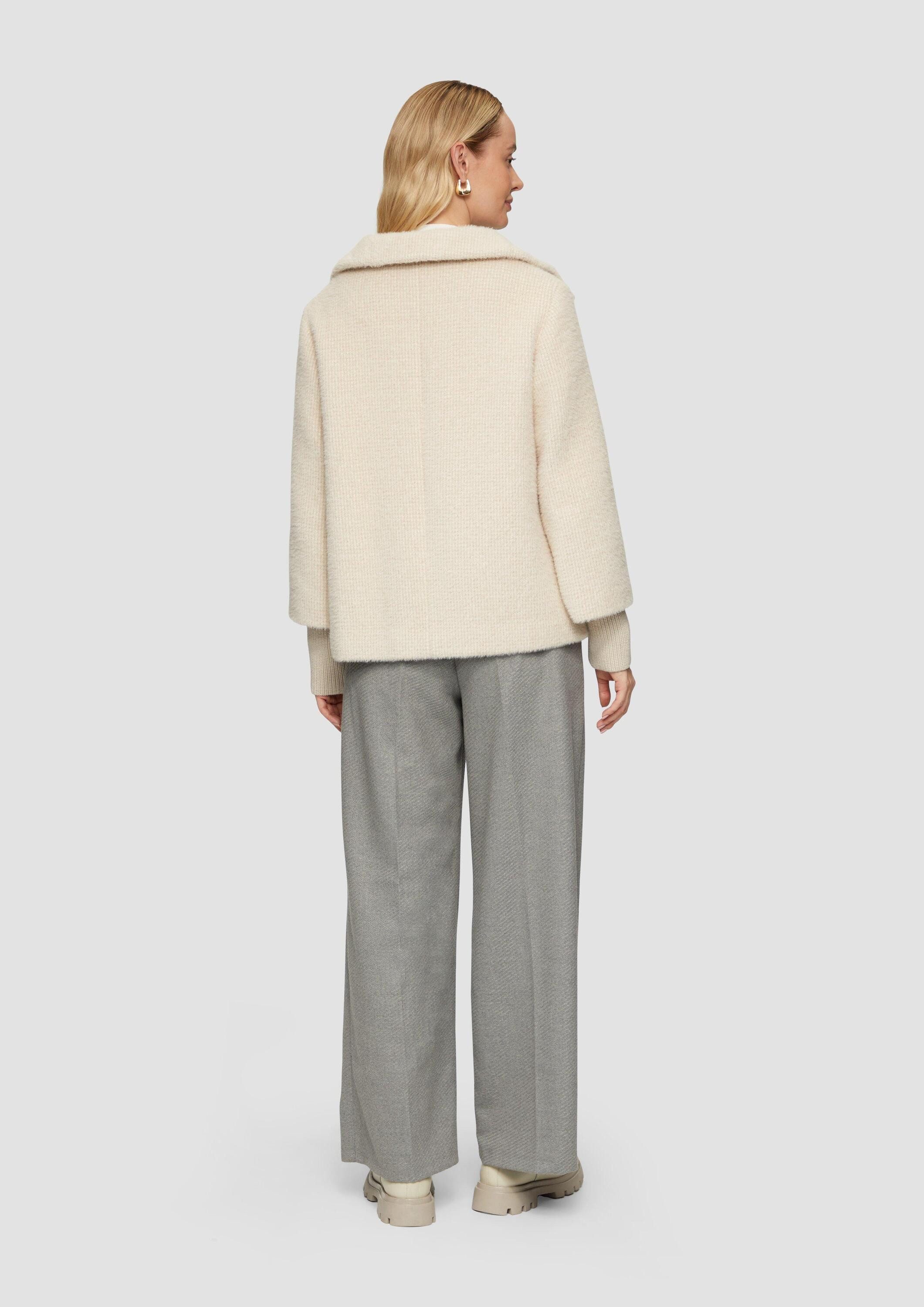 s.Oliver Winterjacke Outdoor-Jacke Flauschige Jacke mit Strickbündchen am Ärmel