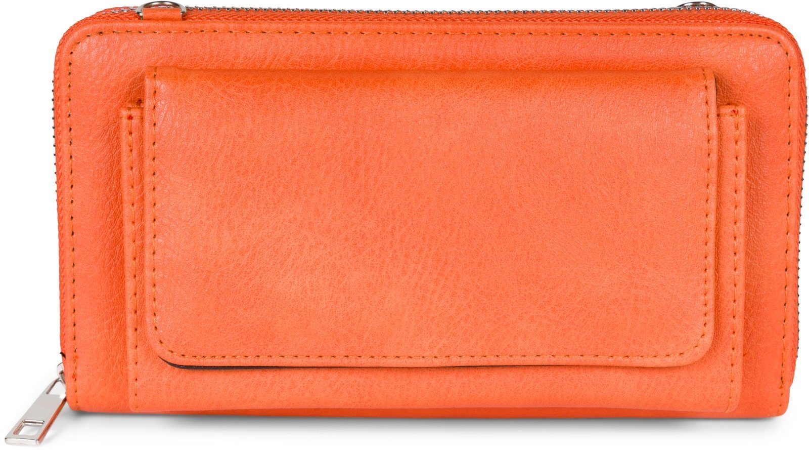 styleBREAKER Smartphonetasche (1-tlg), Geldbörse Handyfach Orange Unifarben mit