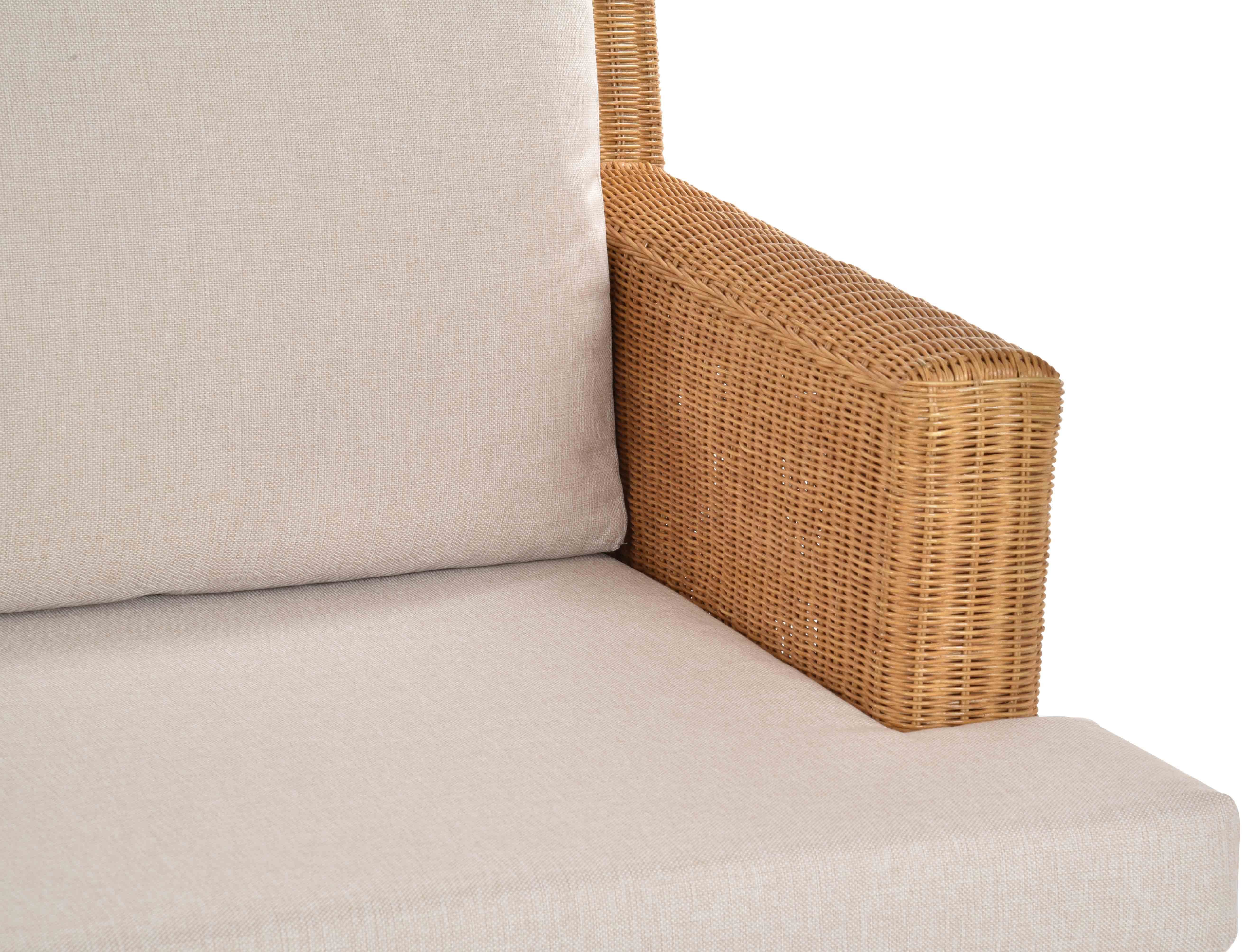 Wohnzimmersofa, Lounge Home Rattancouch 2-teilig gerade Krines Rattansofa Loungesofa Rattan Loungesofa