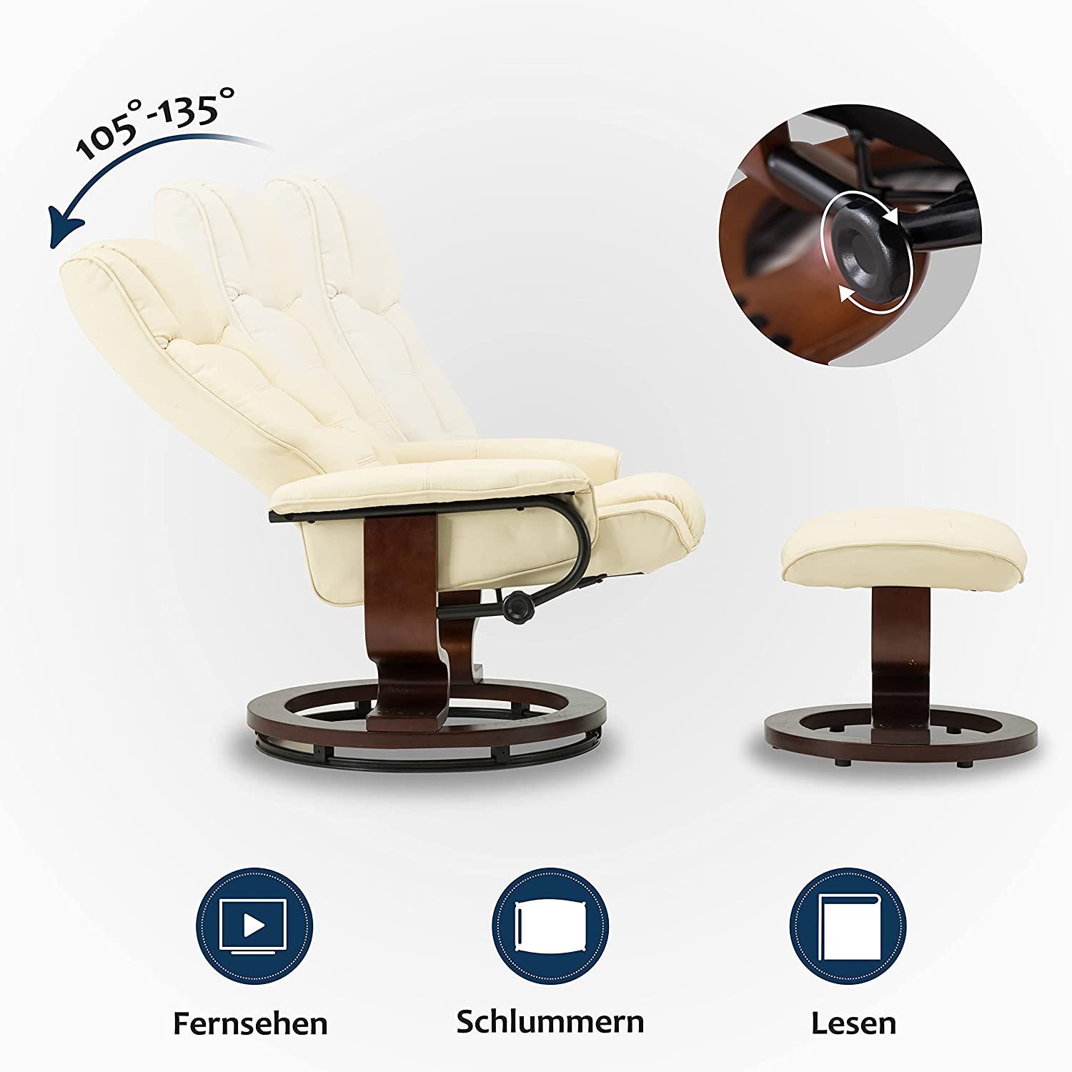 MCombo TV-Sessel M MCombo Relaxsessel mit Hocker Fernsehsessel 9019 (M MCombo Relaxsessel mit Hocker), mit Relaxfunktion – Bild 4 von 5