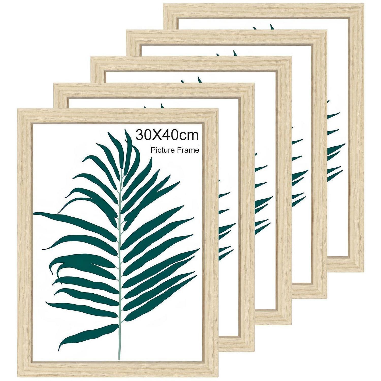 LuxusKollektion Bilderrahmen-Set 5er Set Bilderrahmen 30x40cm Holz Nature, (5 St)