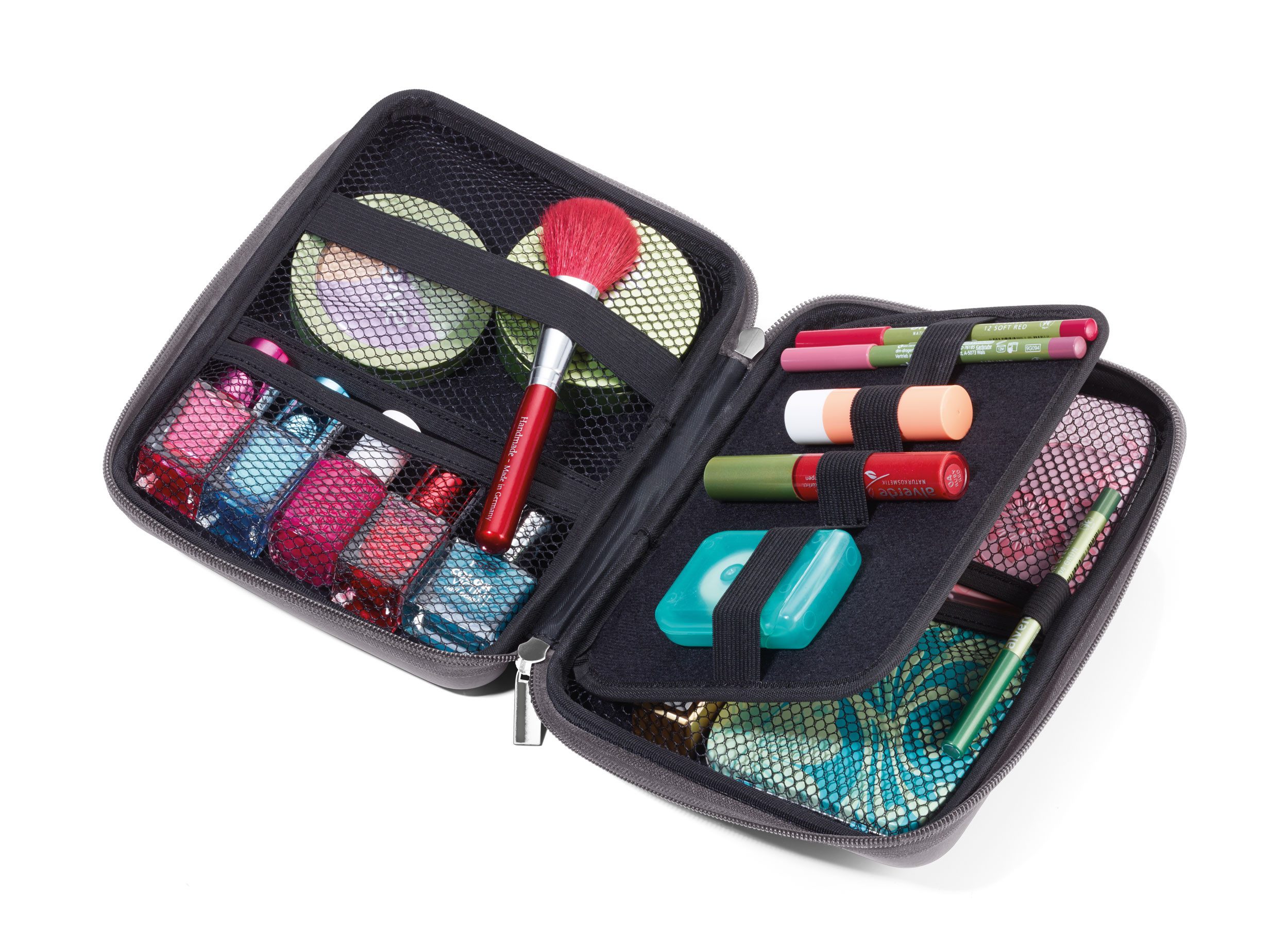 TROIKA Organizer TRAVEL CASE Etui Hardcase – Kabeltasche & Zubehörtasche mit Fächern (1 St., in verschiednen Farben), Elastikband‑Schlaufen für Elektronik & Reisebedarf, Reiseorganizer