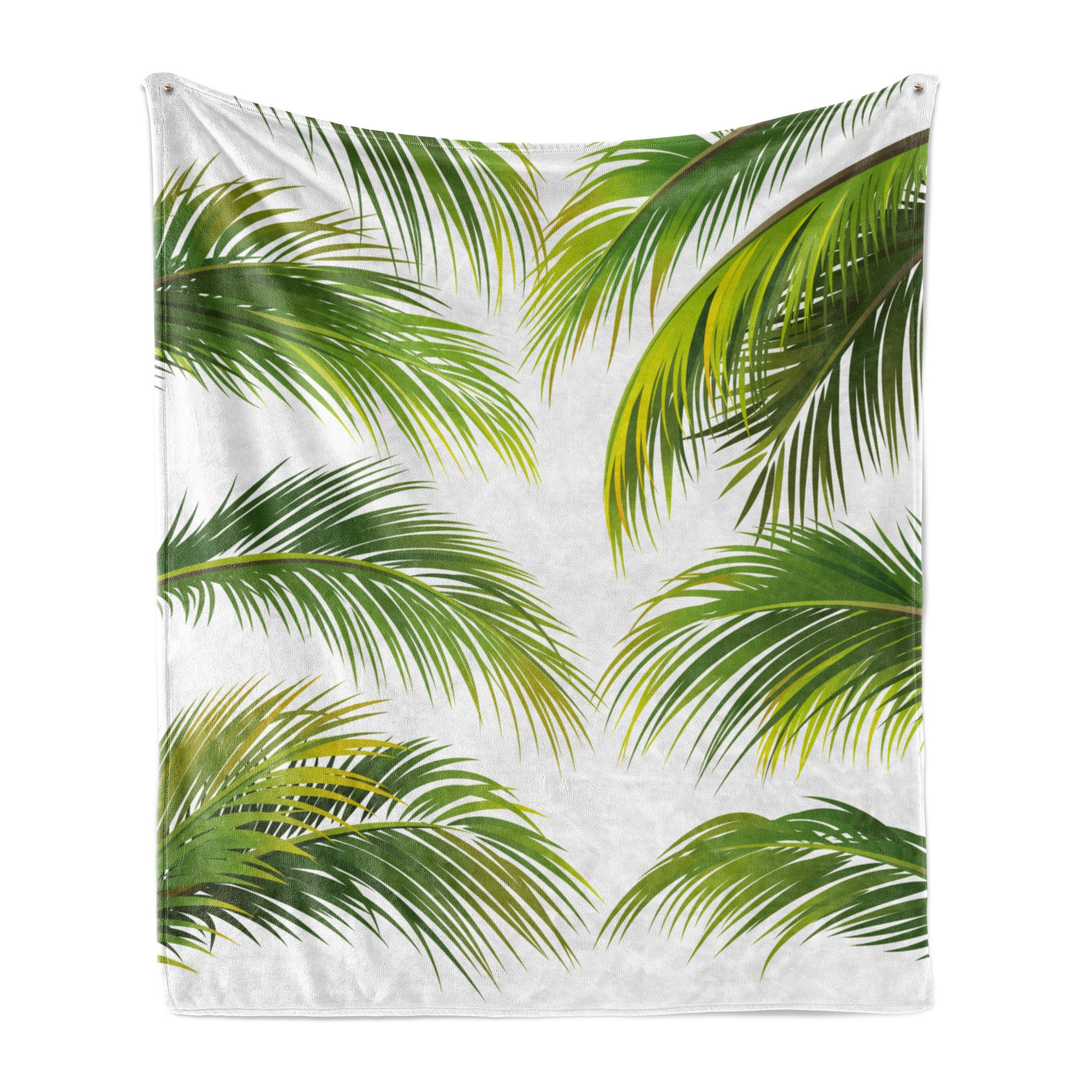 Innen- und für den Plüsch Abakuhaus, Gemütlicher Palmblatt Sommer Tropic Botanik Wohndecke Außenbereich,