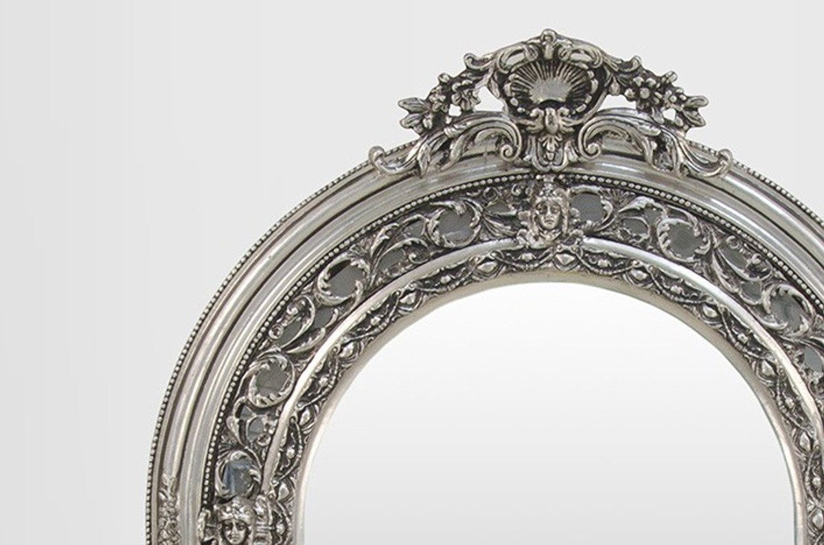 110 Padrino Barockspiegel x Casa Barock cm 185 prunkvoller Großer Spiegel Halbrund Silber