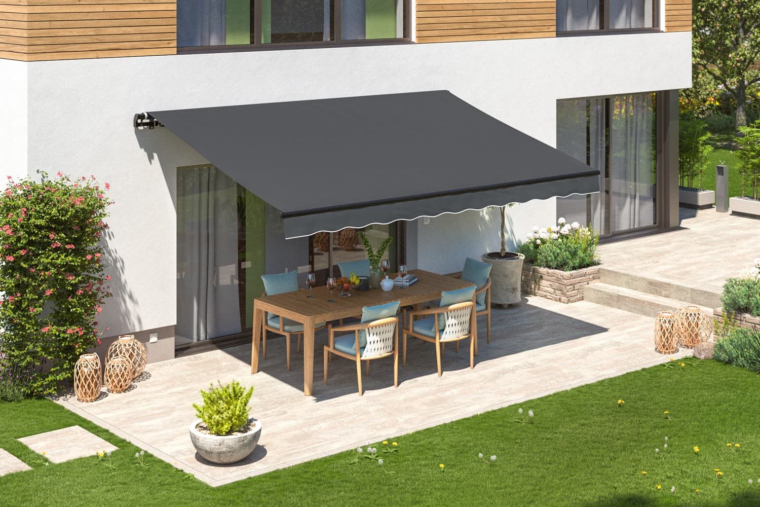 empasa Gelenkarmmarkise "START" manuelle Markise für Balkon, Aluminium-Gestell in anthrazit