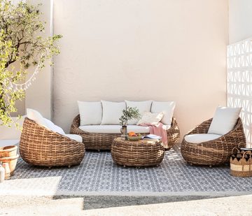 Dehner Gartenlounge-Set Geflechtsessel Tulum, 97 x 95 x 76 cm, moderner, hochwertiger Loungesessel inkl. Polster