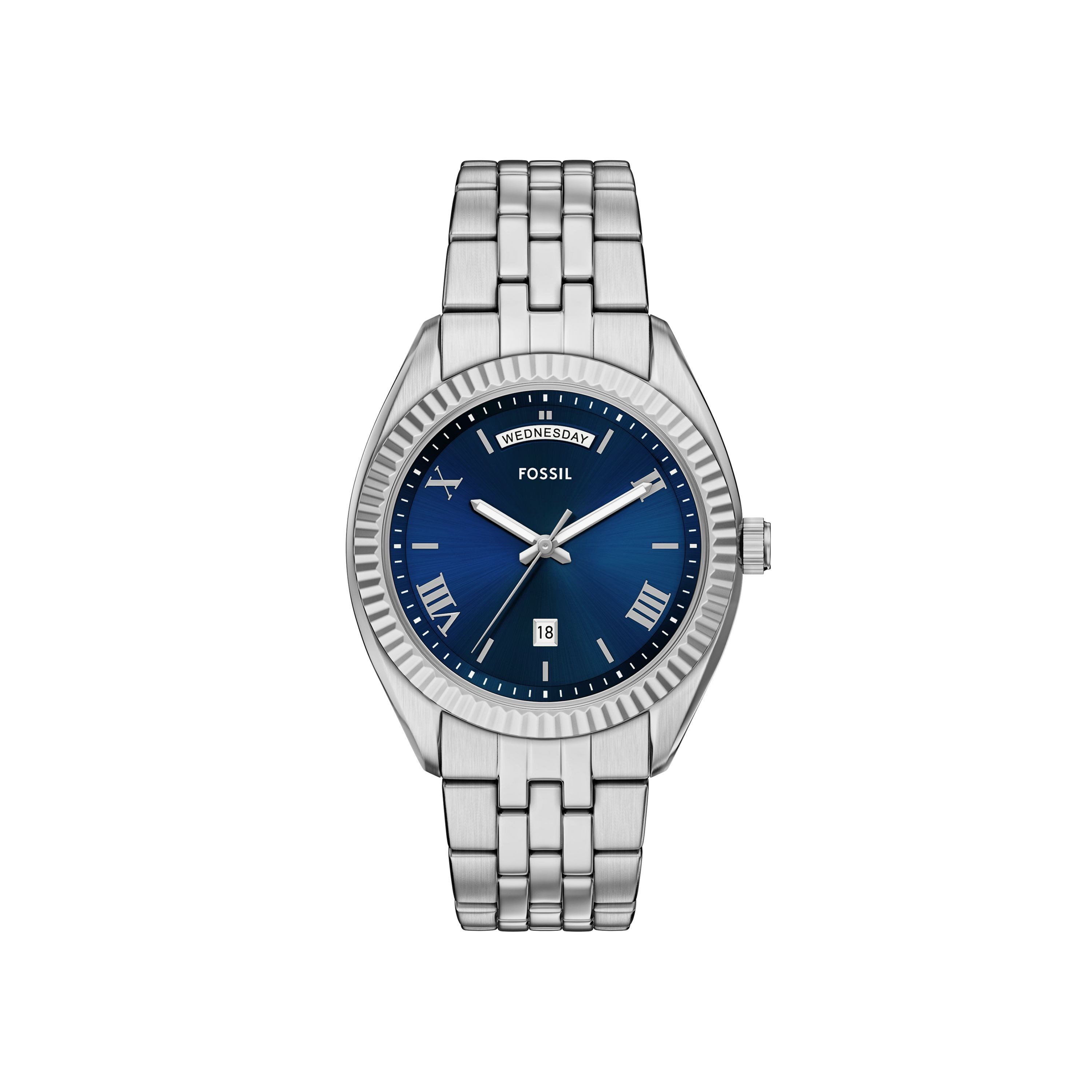 Fossil Quarzuhr CAMPBELL FS6140, Armbanduhr, Herrenuhr, Edelstahlarmband, analog, Tag, Wochentag