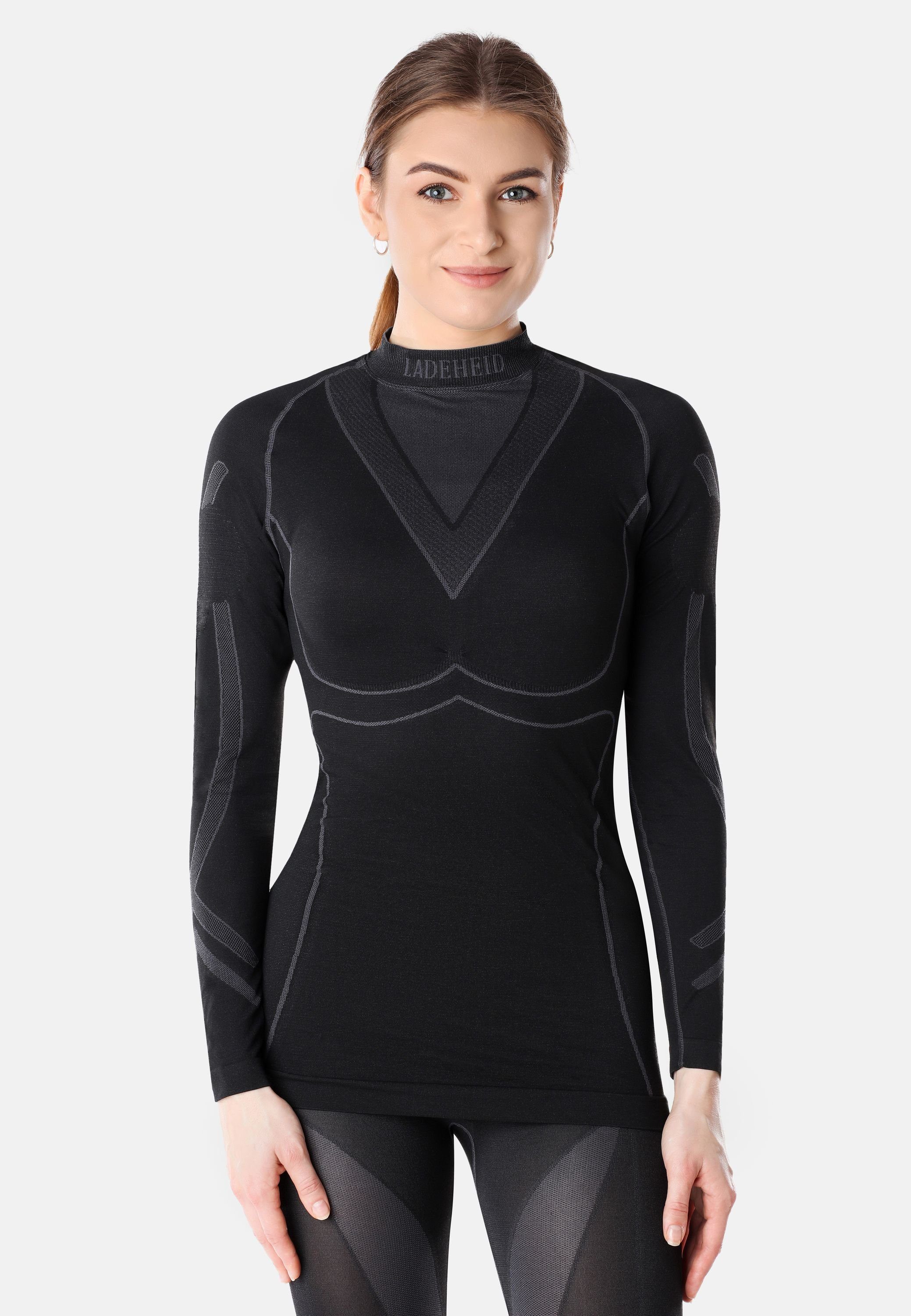 Schwarz/Graphite Funktionsunterhemd Damen Funktionsunterwäsche LAGI004 Thermoaktiv Shirt langarm Ladeheid