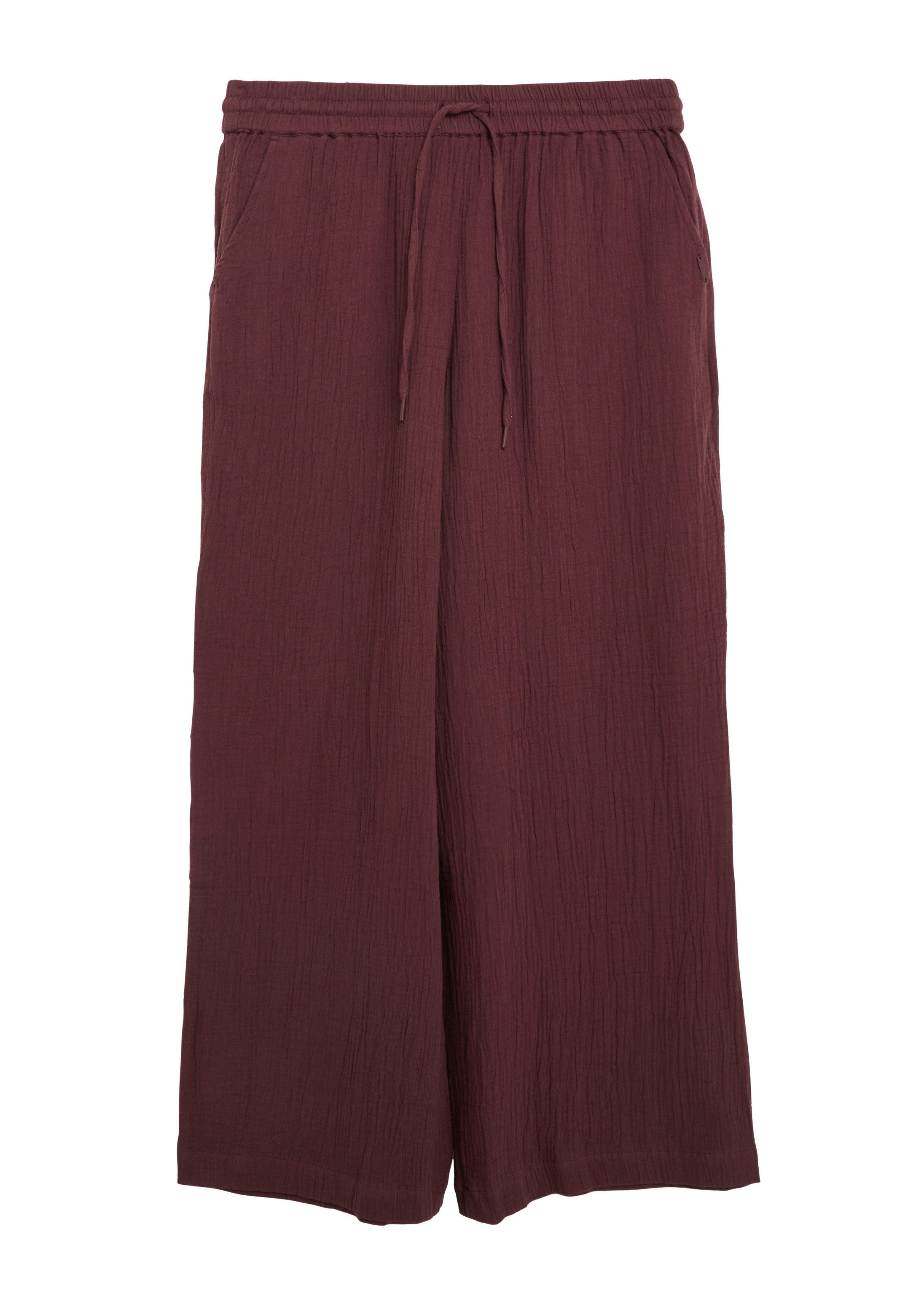 QS Chinos Hose Musselin Hose mit weitem Bein und Elastikbund