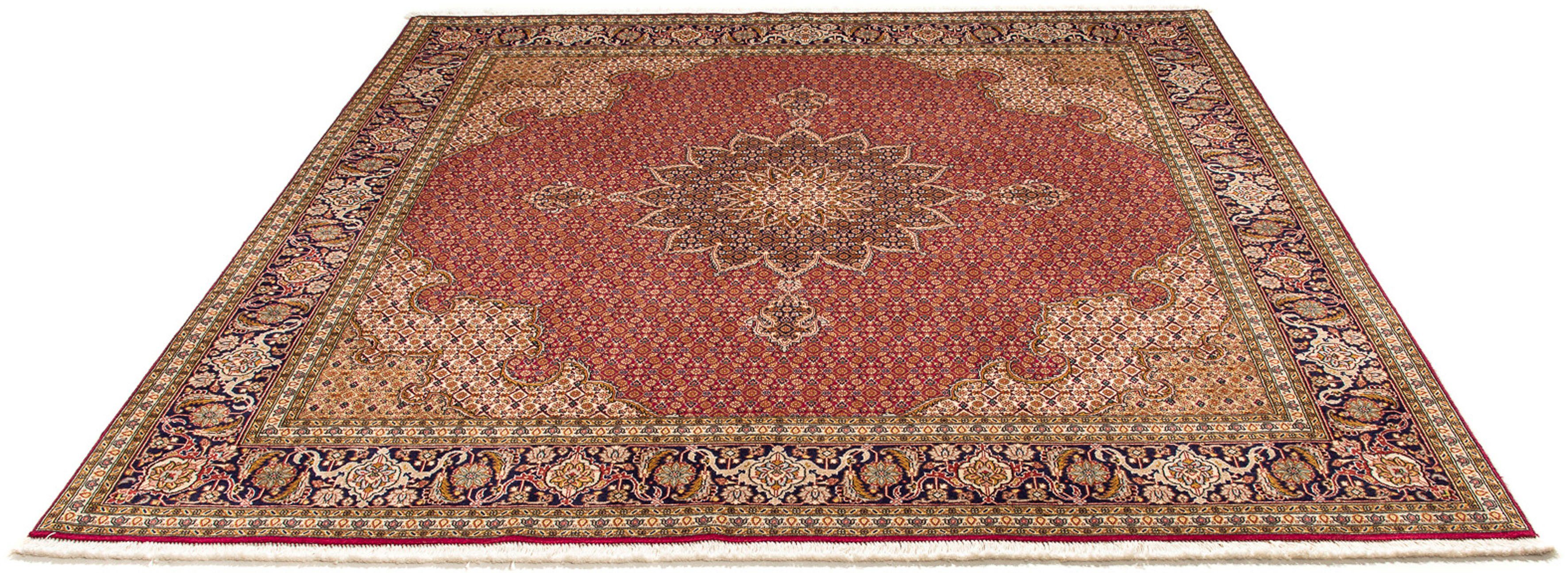 Orientteppich Perser - Täbriz quadratisch - 204 x 201 cm - dunkelrot, morgenland, quadratisch, Höhe: 10 mm, Wohnzimmer, Handgeknüpft, Einzelstück mit Zertifikat
