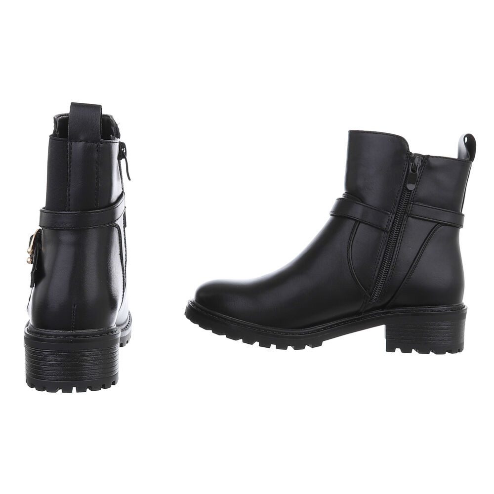Ital-Design Damen Freizeit Stiefelette (88489438) Blockabsatz Flache Stiefeletten in Schwarz – Bild 5 von 5