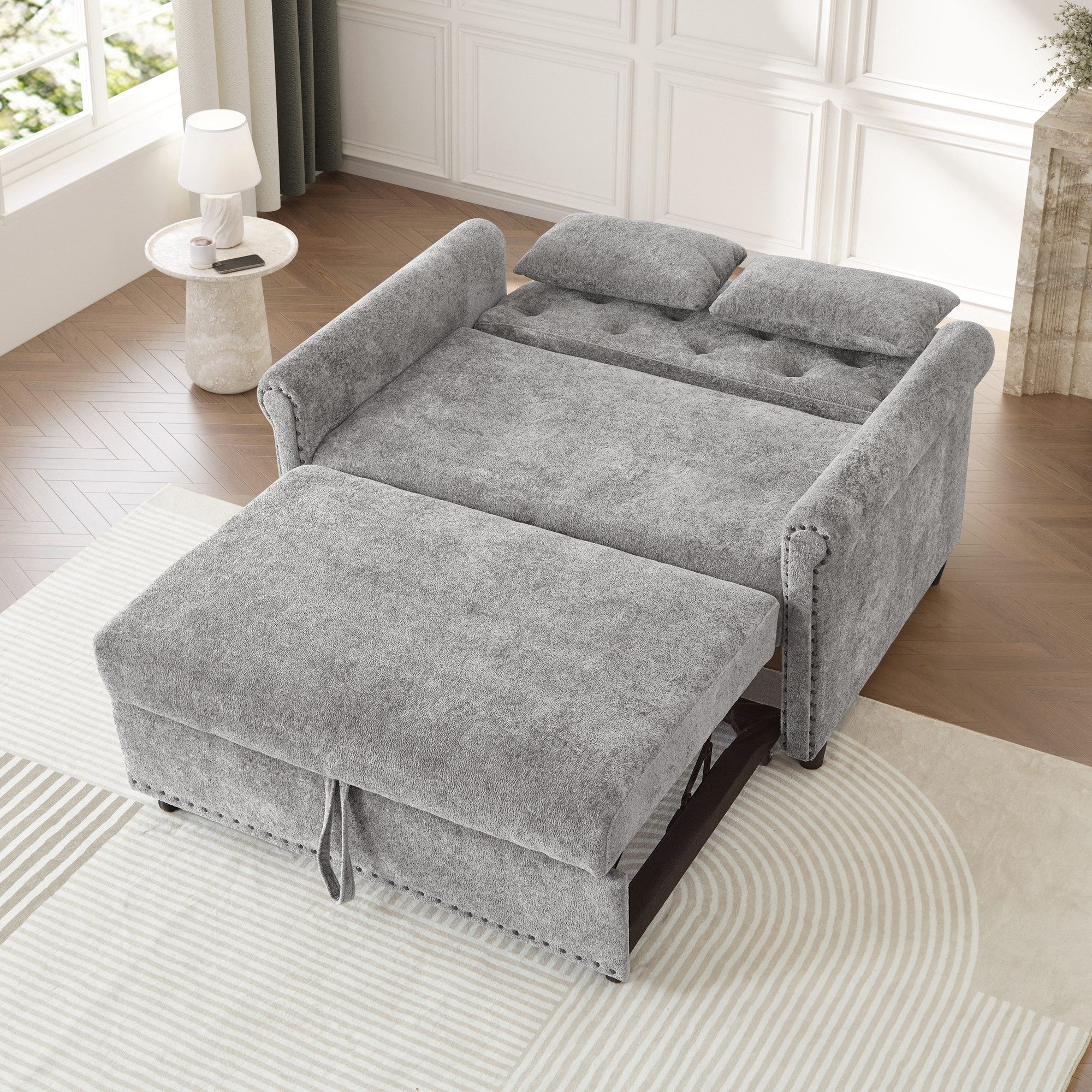 STILVORA Schlafsofa mit Schlaffunktion Klappsofa mit 3-fach verstellbarer Rückenlehne, 3-in-1 Schlafsofa, ausziehbar, Chenille-Bezug, klappbar, Für Wohnzimmer, Gästezimmer, Apartments und kleine Räume