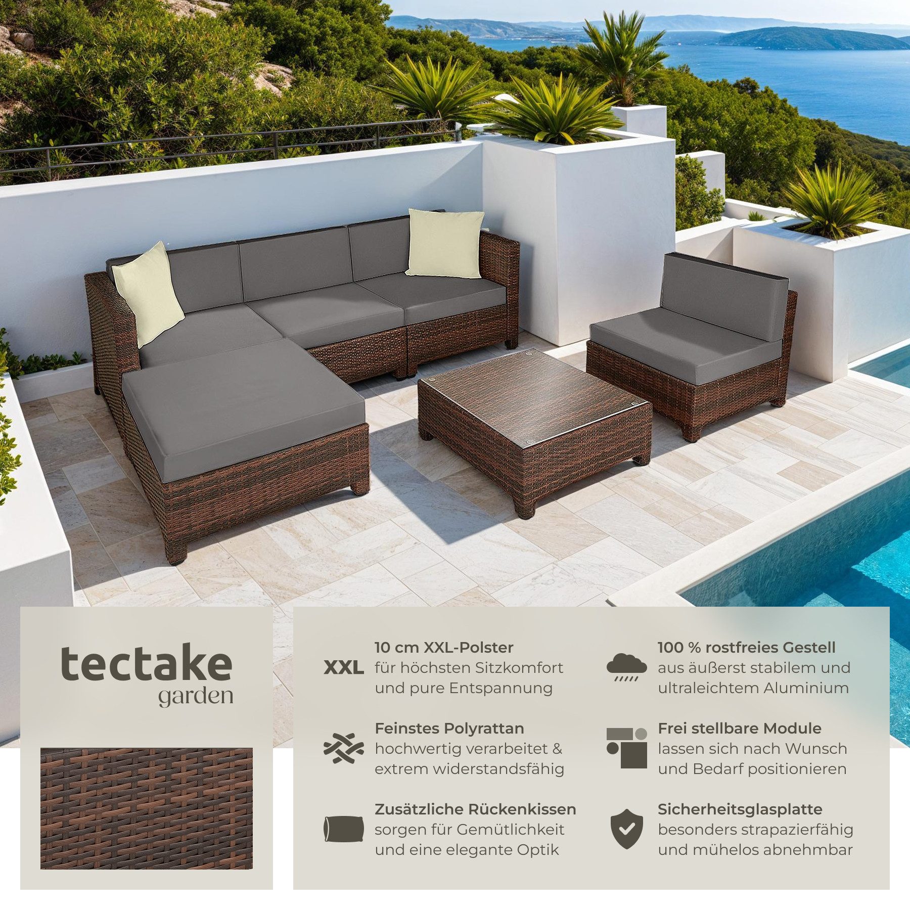 tectake Loungeset Rattan Lounge, (Set., 6-tlg), günstig online kaufen