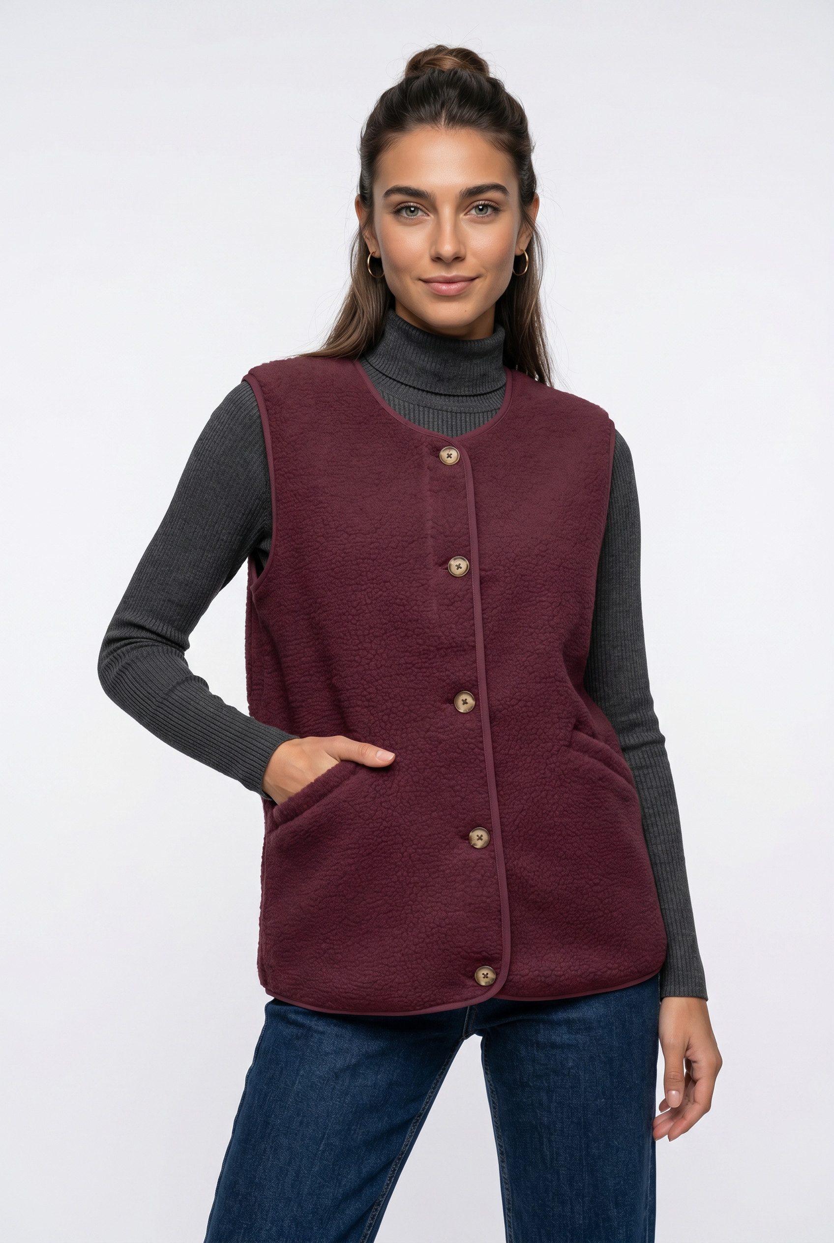 ONLY Plüschweste ONLBABY LIFE TEDDY VEST PNT CS Kunstfaser